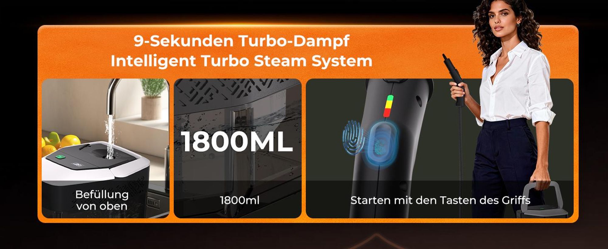 2500W Natürlicher Dampfreiniger mit Druck für mehrere Oberflächen, 16-IN-1 Handdampfreiniger, Mehrzweck-Dampfgarer für den Heimgebrauch, zur Reinigung