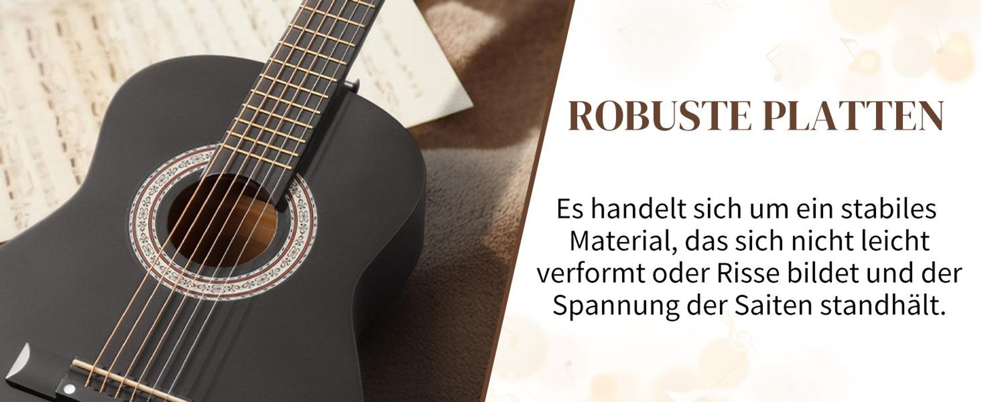 FCH Gitarre 3/4 Akustikgitarre für Anfänger Kinder Erwachsene, Nylonsaiten Konzertgitarre Starter Set, 30Zoll,Schwarz