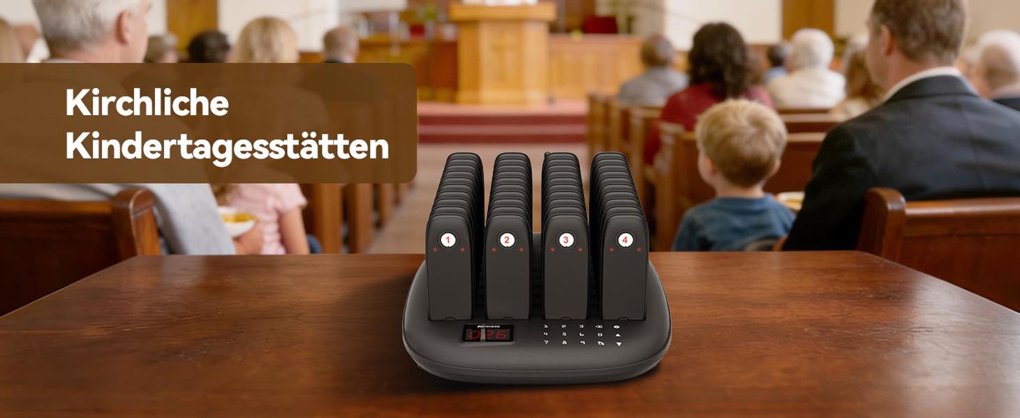 Retekess TD175M Restaurant Pager System, Alarmanlagen, 800 m, 18 Stunden Standby-Zeit , 7 Anrufmodi, One-Touch-Stummschaltung,  40 Mini-Pager für Café