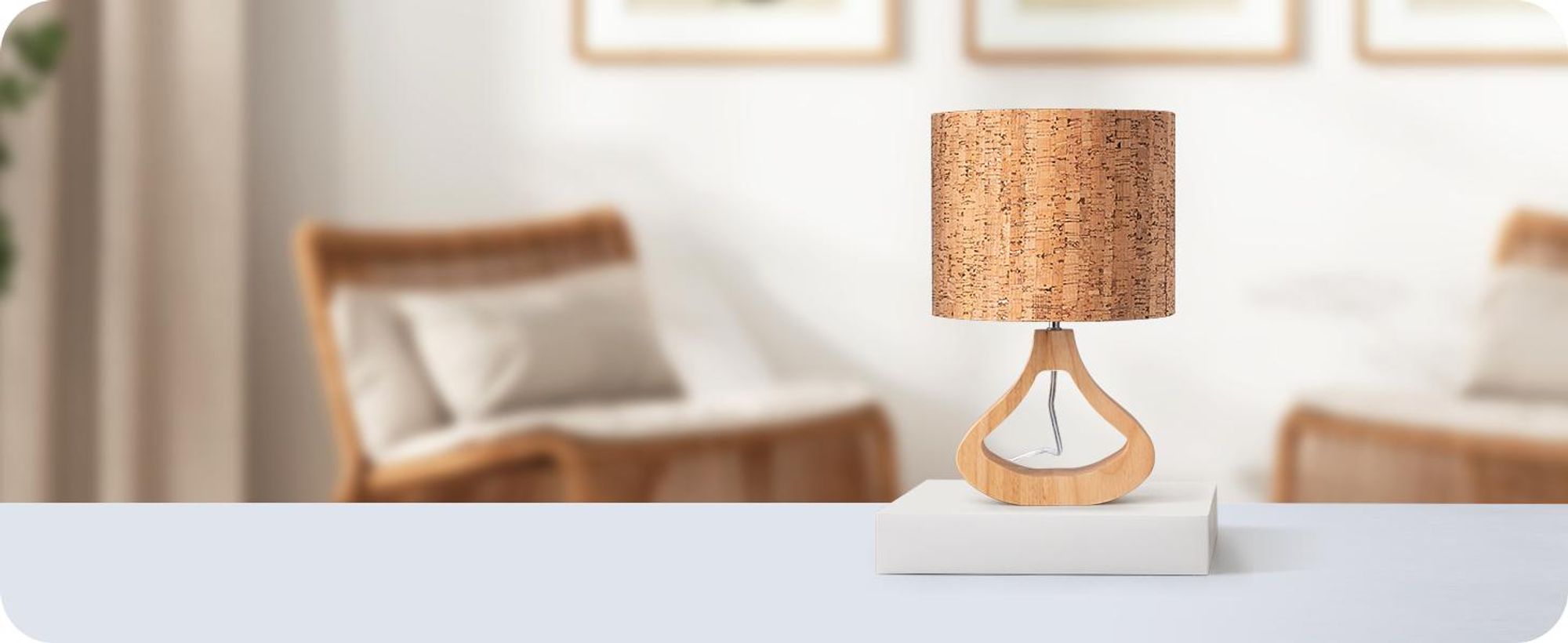EDISHINE Nachttischlampe Holz, Tischleuchte in Rindenoptik, inkl. LED-Birne, 34 cm