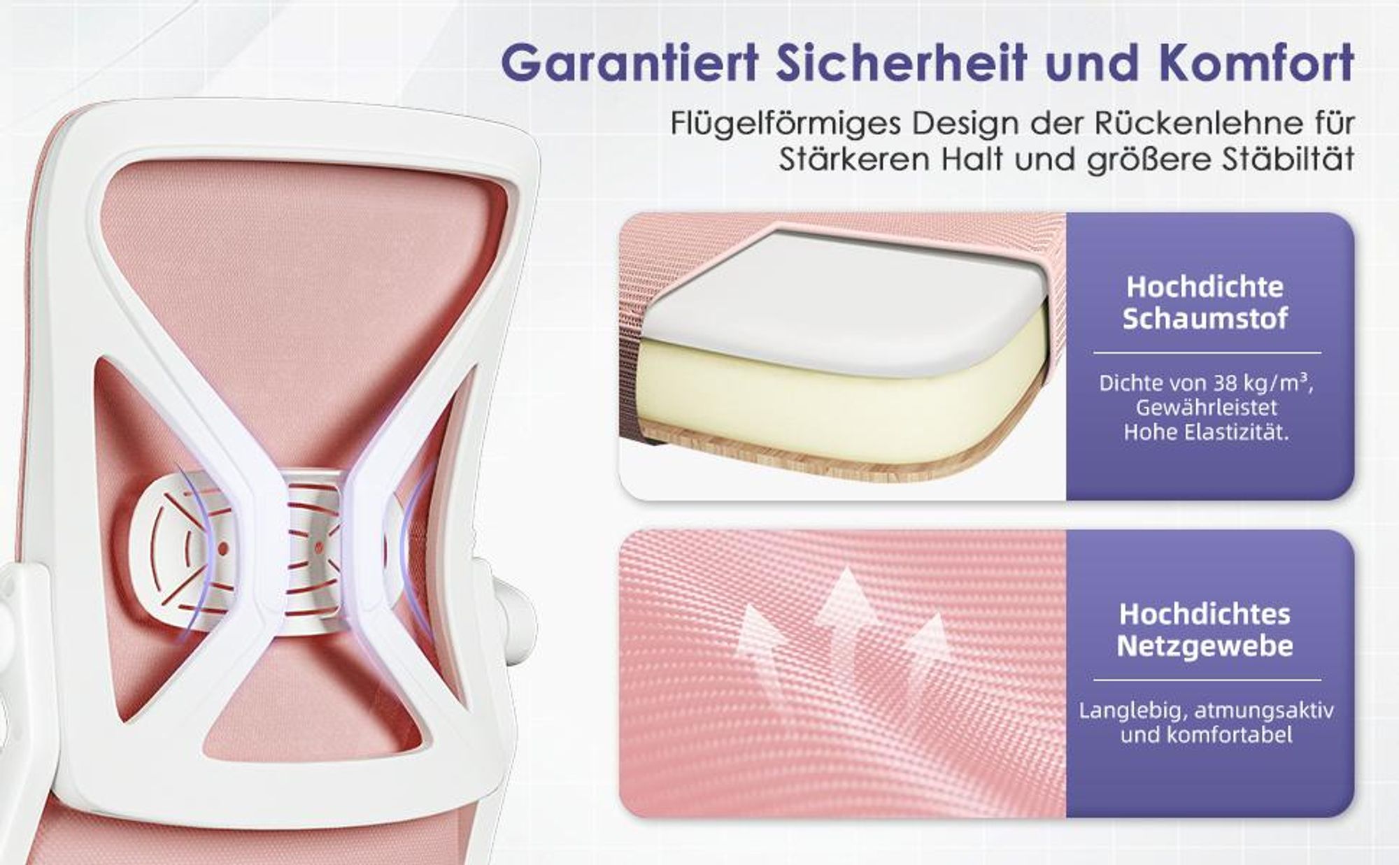 Hiazurm Bürostuhl, Schreibtischstuhl, bürostuhl ergonomisch mit Verstellbaren Armlehnen, höhenverstellbar,S-förmige Lendenstütze,Chefsessel 150kg