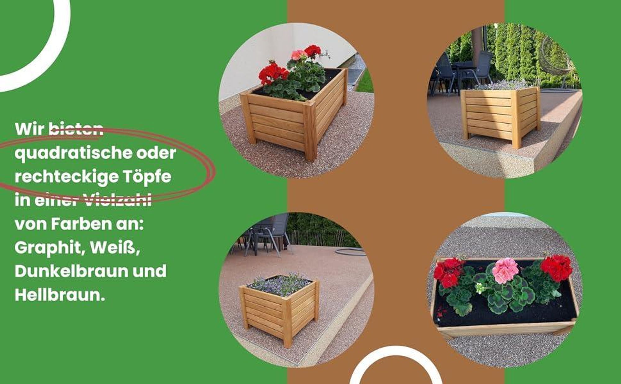 Pflanzkübel Rechteckig 59 x 33 x25 cm (B x T x H) - Holz Blumentopf - Graphit - Pflanzkasten - Natürlicher Übertopf - Pflanztopf - Blumenkasten Balkon & Garten