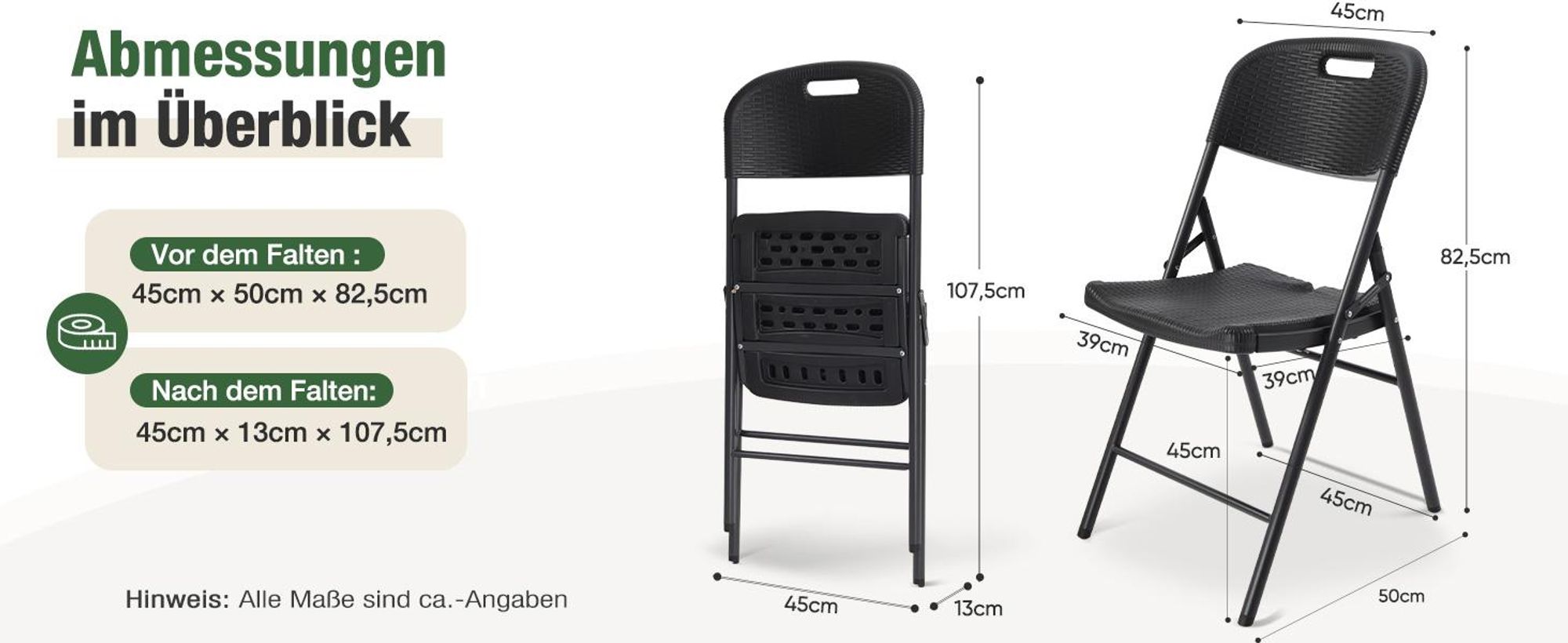 Klappstuhl Set bis 150kg belastbar faltbar stabil Terrasse Gartenstuhl 2er Set