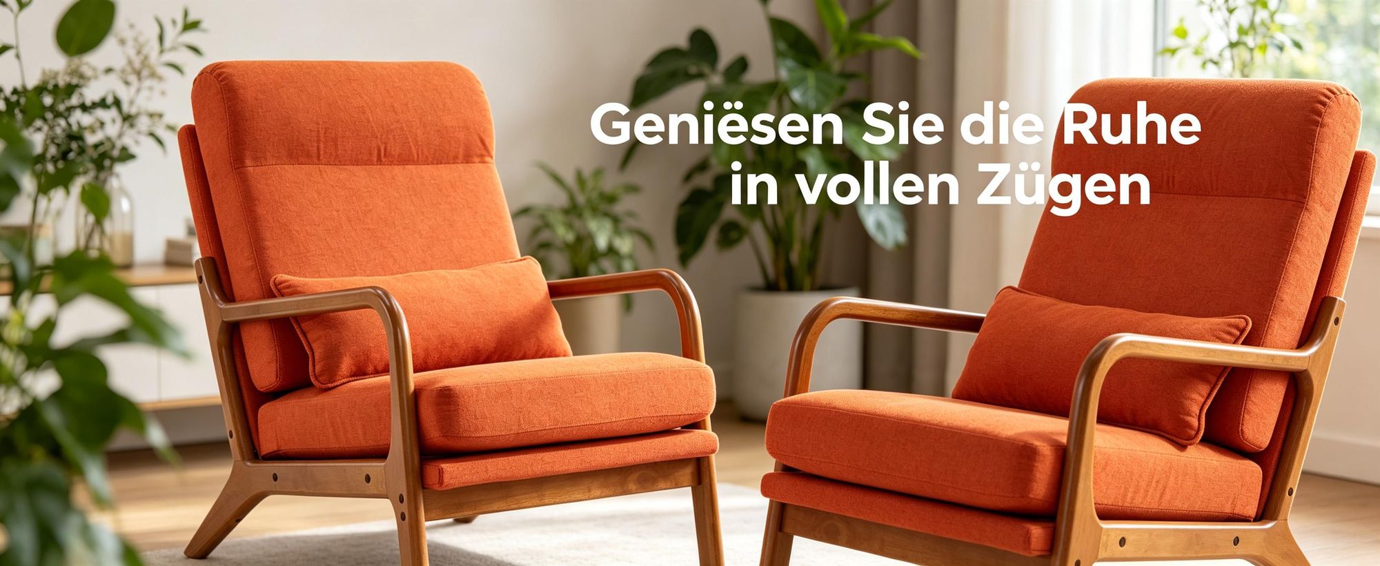 Alightup Loungesessel, hohe Rückenlehne,Sessel mit Armlehnen, mit Lendenkissen,Orangerot