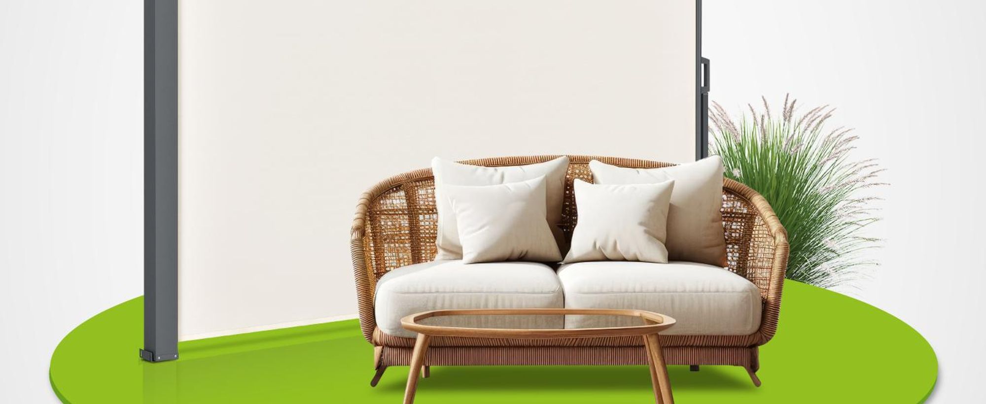Juskys Seitenmarkise Dubai 300 x 180 cm ausziehbar blickdicht, Sichtschutz für Balkon & Terrasse, Seitenrollo mit Wandhalterung - beige
