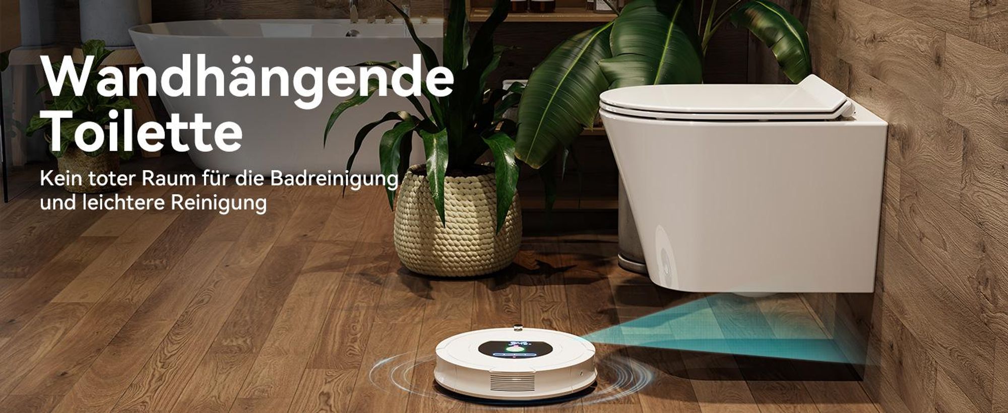 HOROW Hänge WC Spülrandlos Toilette - Starker Spülung, Kloschüssel inklusive WC-Sitz Absenkautomatik, Kompakt Design Toilette 48,5 cm lang, Hygienisch