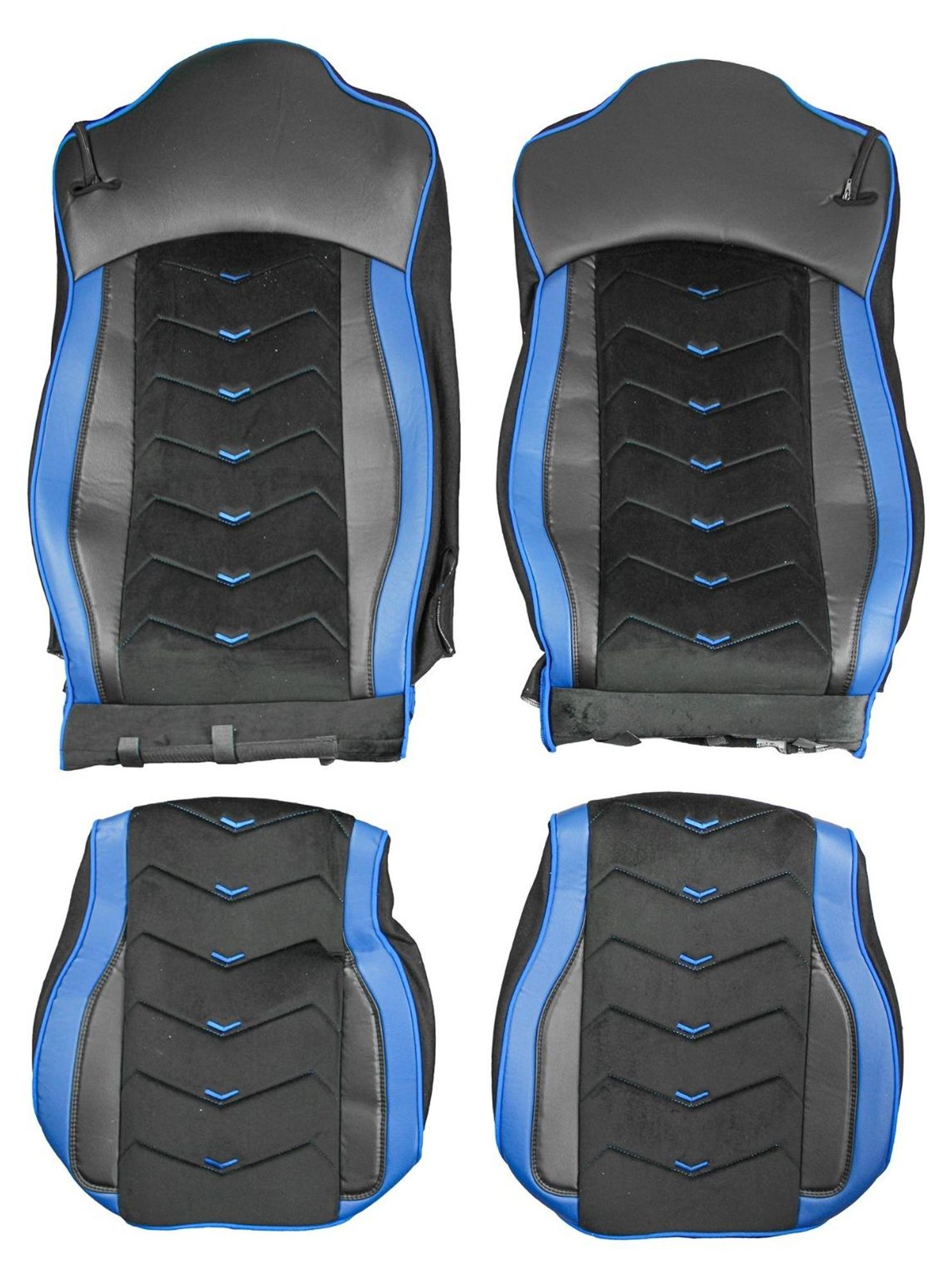 2x LKW SITZBEZUG SITZBEZÜGE SITZAUFLAGE LEDER + ALCANTARA IVECO S-WAY 2019-2023 Blau