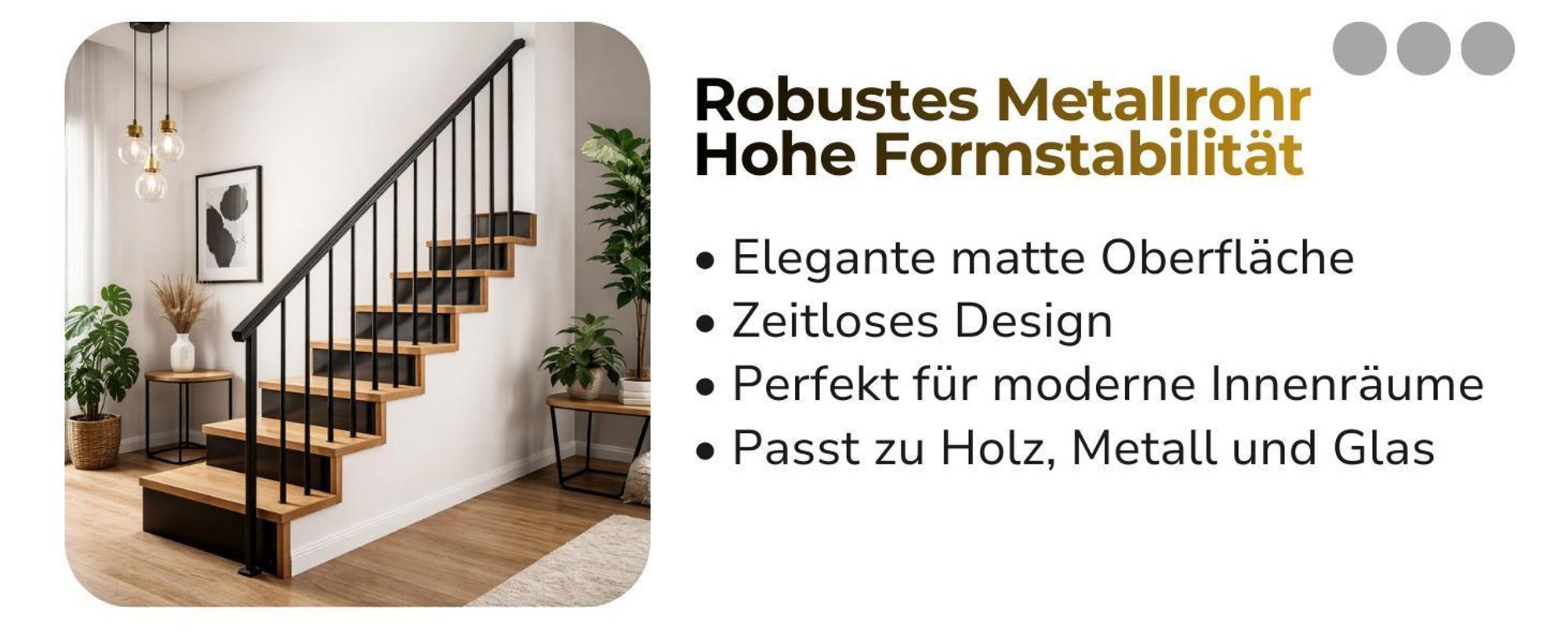 160 cm Metall Rohr Ø25 mm Schwarz Matt Treppengeländer Stange Balustrade Gardinenstange Kleiderstange 0,8 mm Wandstärke Geländer