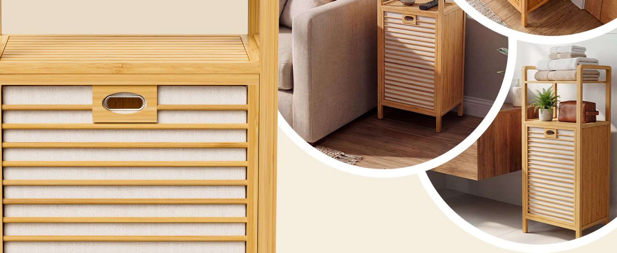 CASARIA® Badregal mit Wäschekorb 40L