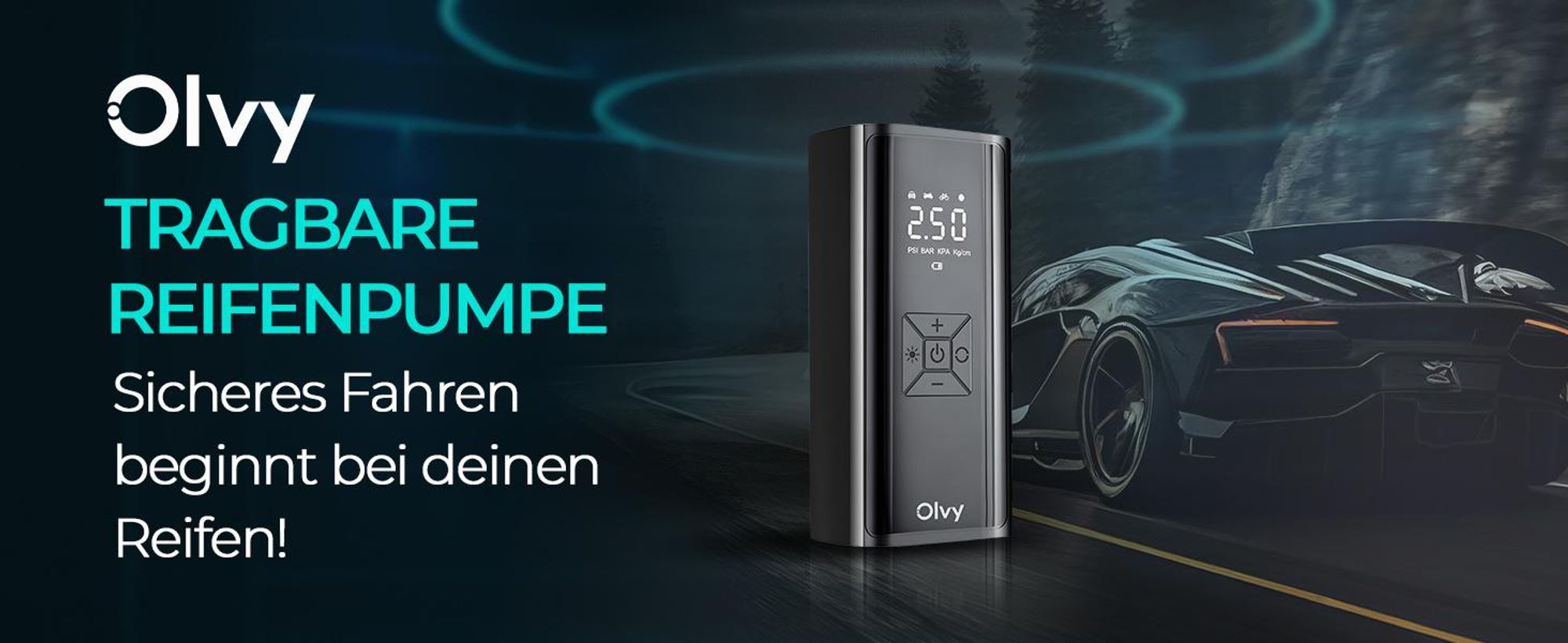 Olvy Luftkompressor 7000 mAh, Mini Reifenpumpe, Elektrischer Kompressor Fahrradpumpe, Elektrische Luftpump, Mini-Kompressor für Auto Fahrrad Bälle
