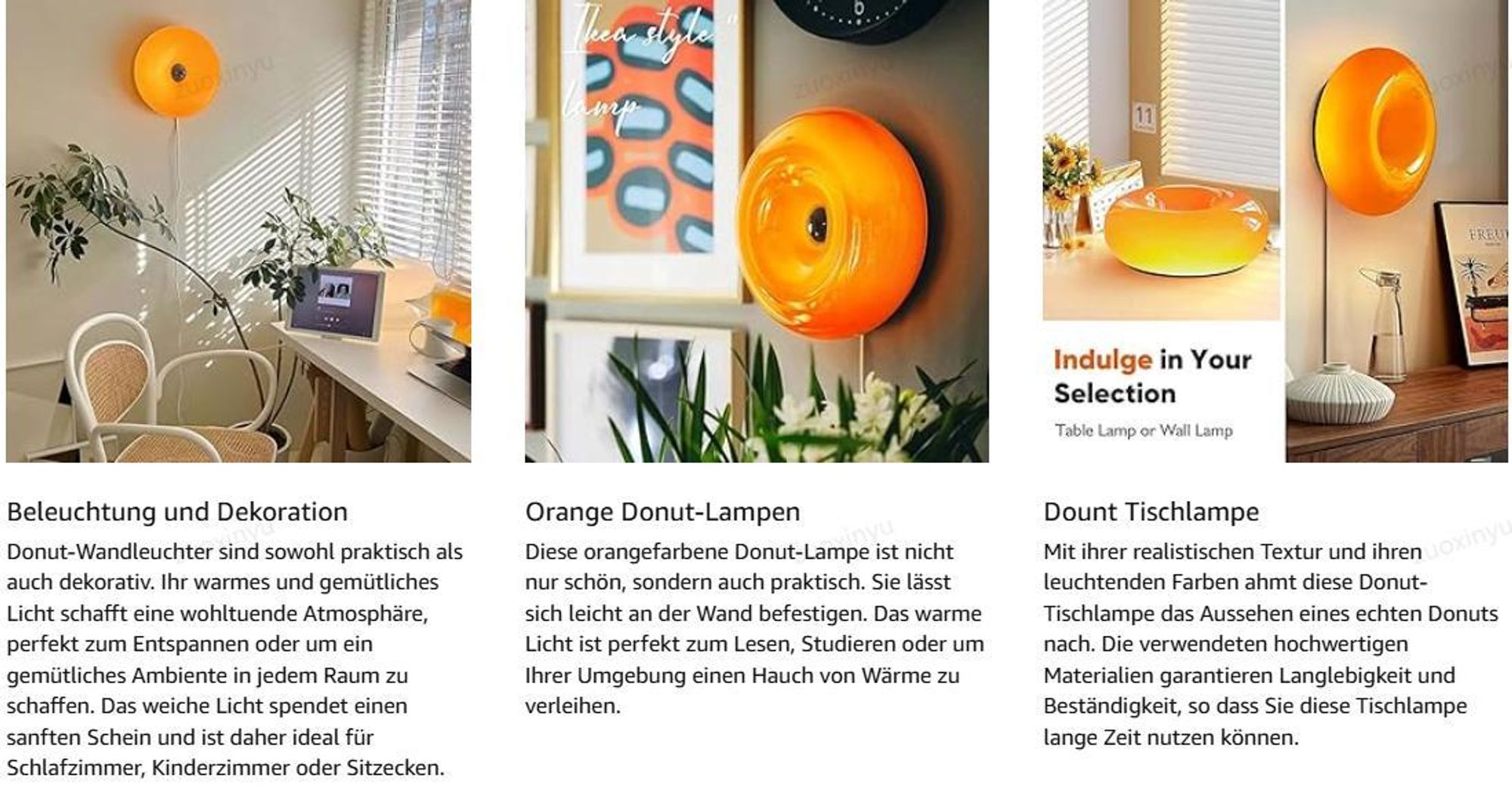 LED Tischlampe dimmbar, Retro Donut Nachttischlampe bruchsicher, 3 Lichtfarben Touch-Steuerung, USB Aufladbar 2000mAh Nachtlicht für Schlafzimmer
