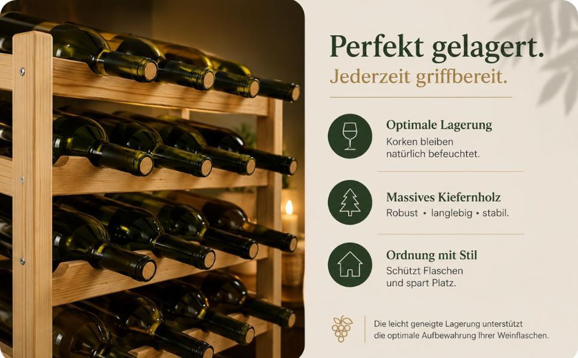 STOLMAK Weinregal aus Holz für 56 Flaschen Schwarz/Braun Kiefernholz 72,5x118x25 cm Flaschenregal Weinschrank Weinständer Flaschenhalter Kellerregal