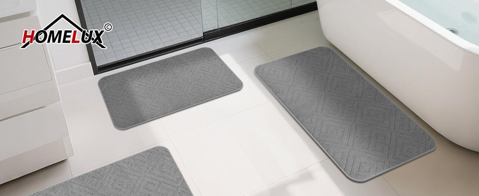 HOMELUX Badematten Set 2 Teilig rutschfest Badvorleger Badezimmer Teppich, 50 x 80cm Badeteppich + 40 x50cm WC Vorleger mit Ausschnitt,Champagner, 2BF