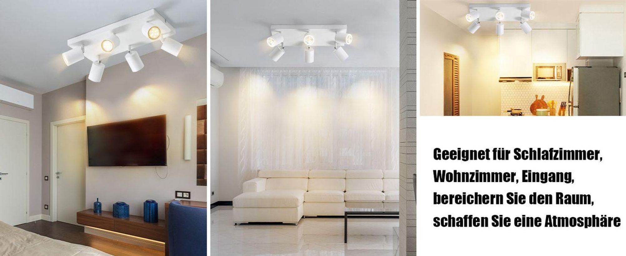 ZMH LED plafoniera bianca: lampada da soffitto GU10 6 fiamme 330° orientabile plafoniera industriale moderna per soggiorno camera da letto cucina corridoio