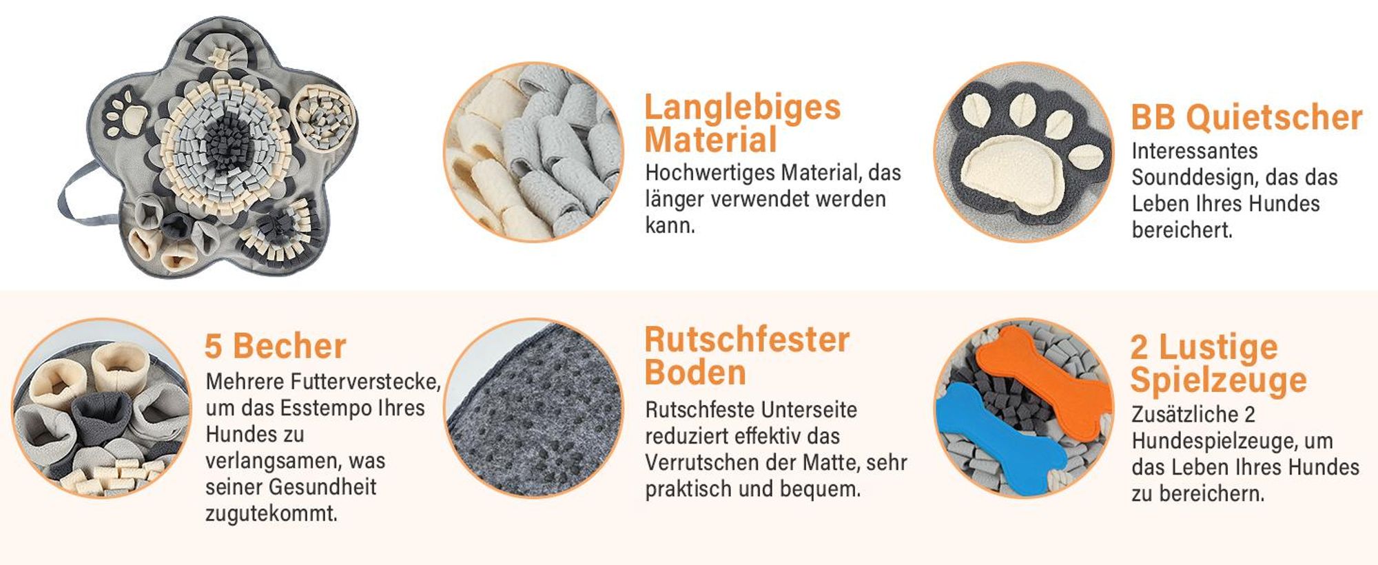 Schnüffelteppich, Hundeschnüffelmatte, Futter-Suchmatte, Trainingsmatte, Intelligenzspielzeug für Hunde und Katzen, Natürliches Fressen