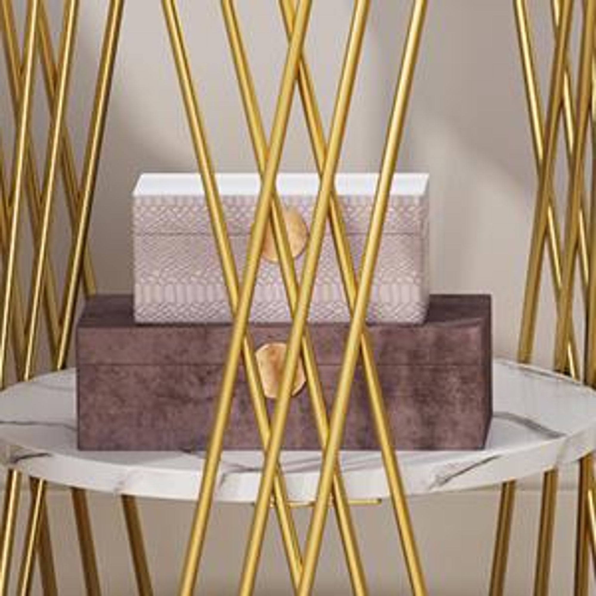 Tribesigns runder Beistelltisch, moderner Beistelltisch aus Weißgold mit Ablagen aus Kunstmarmor, 2-stufiger Nachttisch, schmaler Kaffee-/Snacktisch