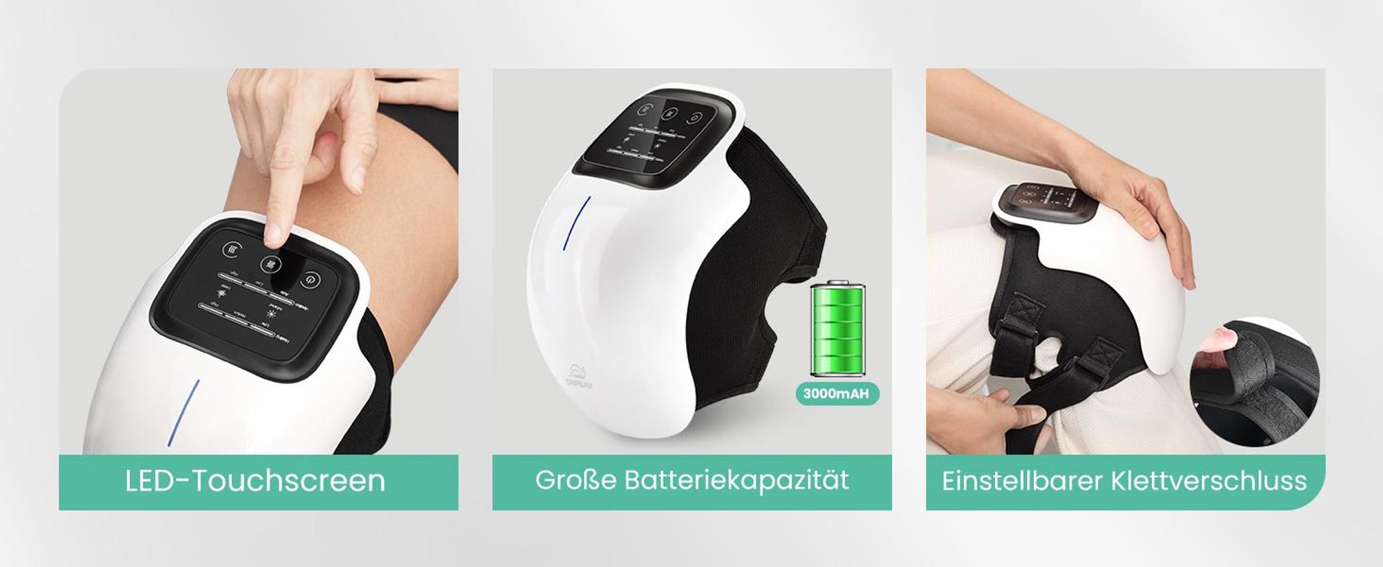Tragbares Knie-Massagegerät mit Wärme & Vibration, Elektrisches Massagegerät für Knie, Entspannung & Durchblutung, 3 Heizmodi, 10W, 244x156x158mm