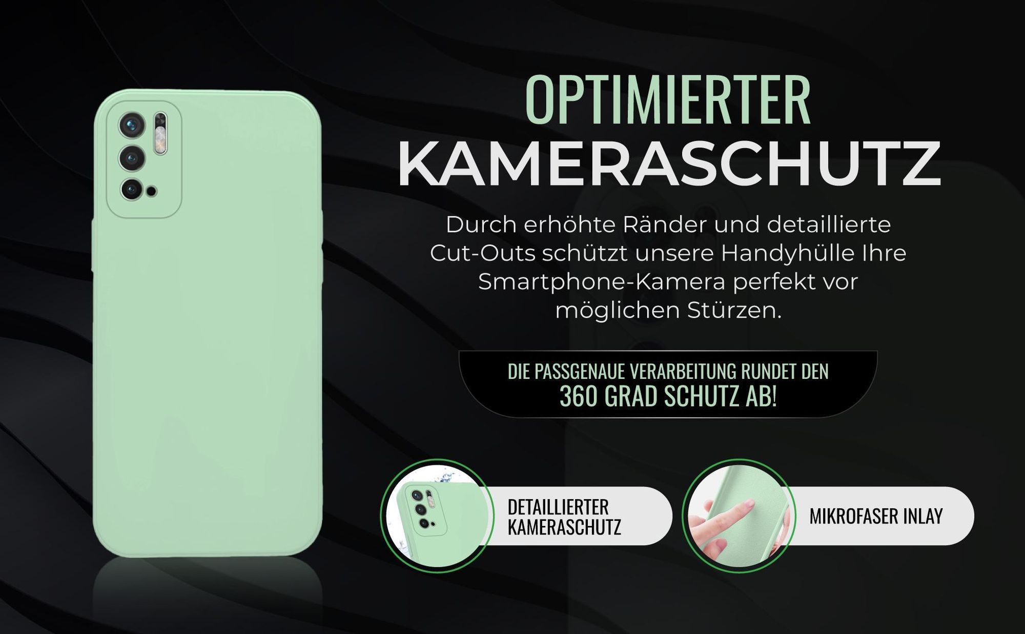 Handyhülle in Türkis für Xiaomi Redmi Note 10 5G in detailliertem Kamera Cutout