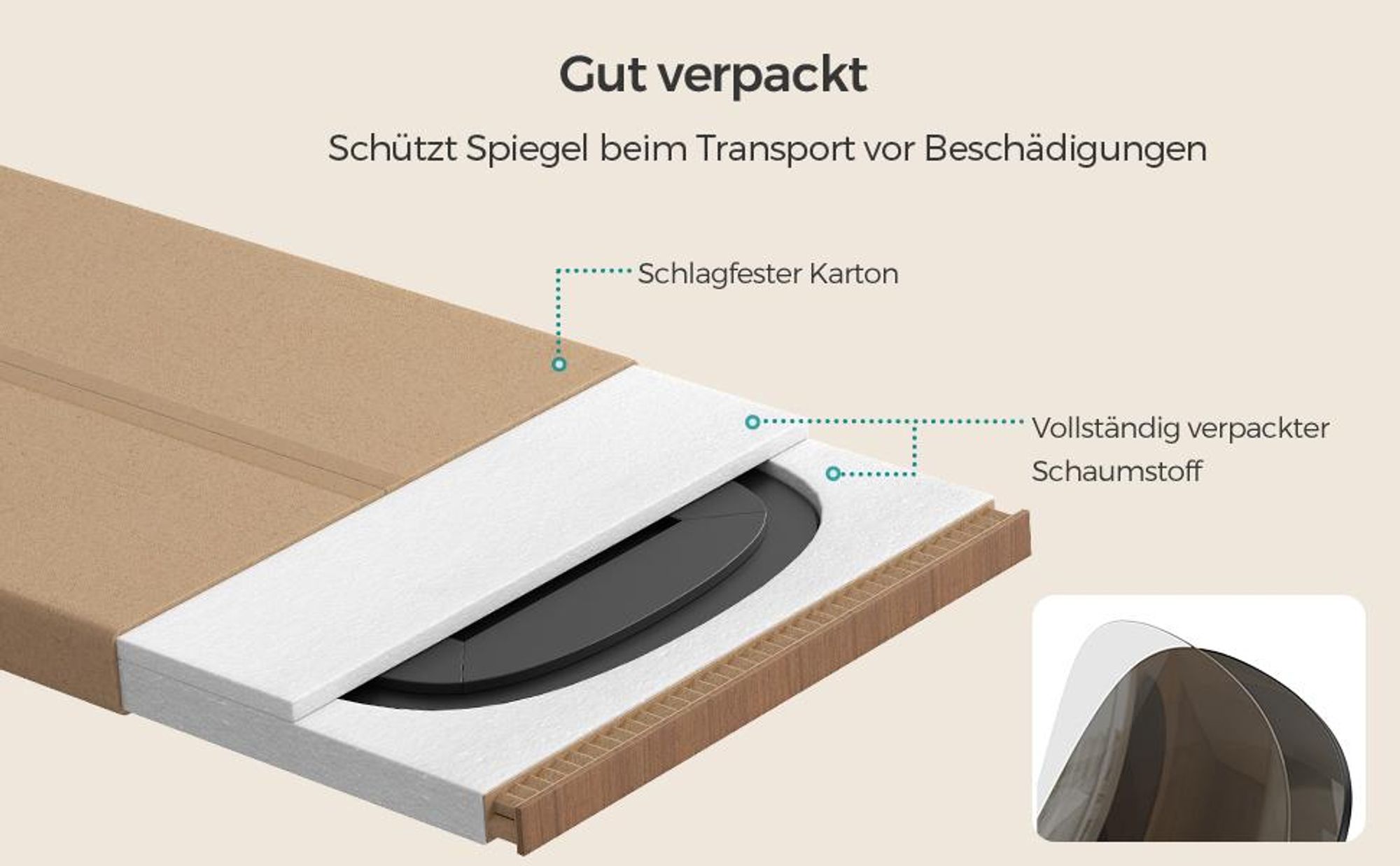 SONGMICS Spiegel, Wandspiegel, gebogene Ecke, Ganzkörperspiegel, Spiegel