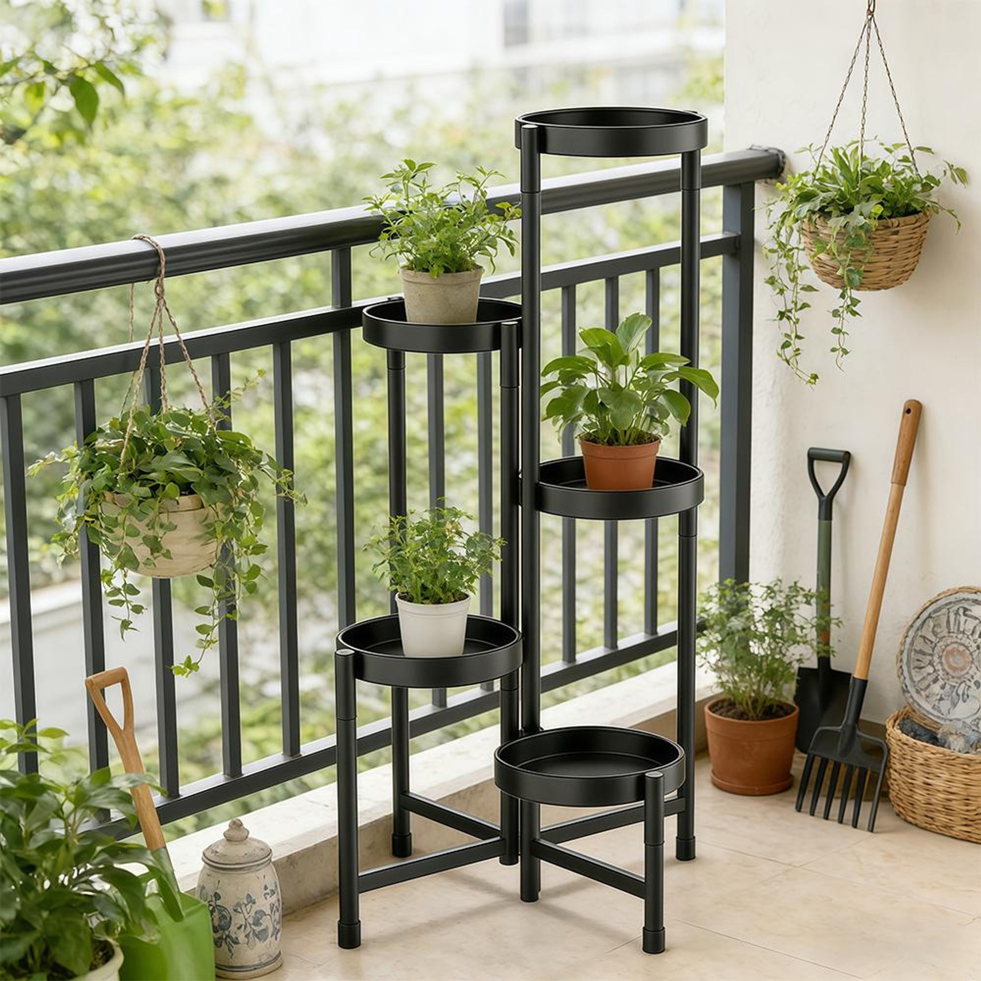 5-Tier Blumentreppe Pflanzenständer Metall Blumenständer Pflanzentreppe Blumenregal