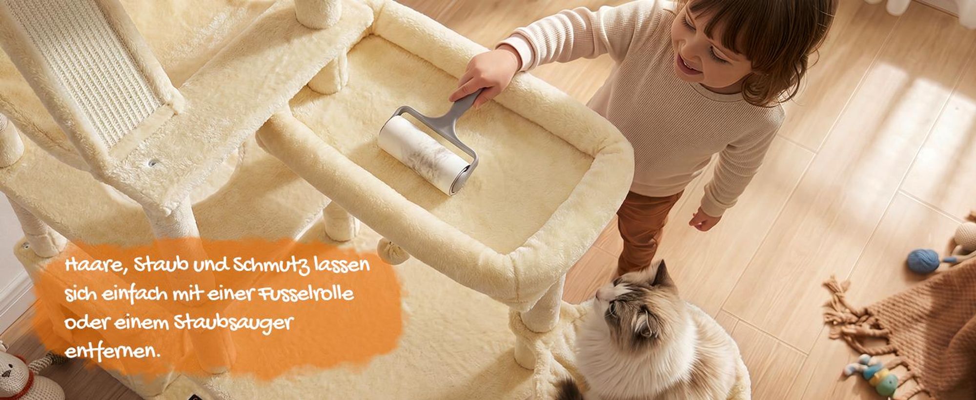 FEANDREA Kratzbaum für Große Katzen, Stabil mit 6 Ruhebereichen und Sisalstämmen, 105 x 45 x 188 cm, Beige