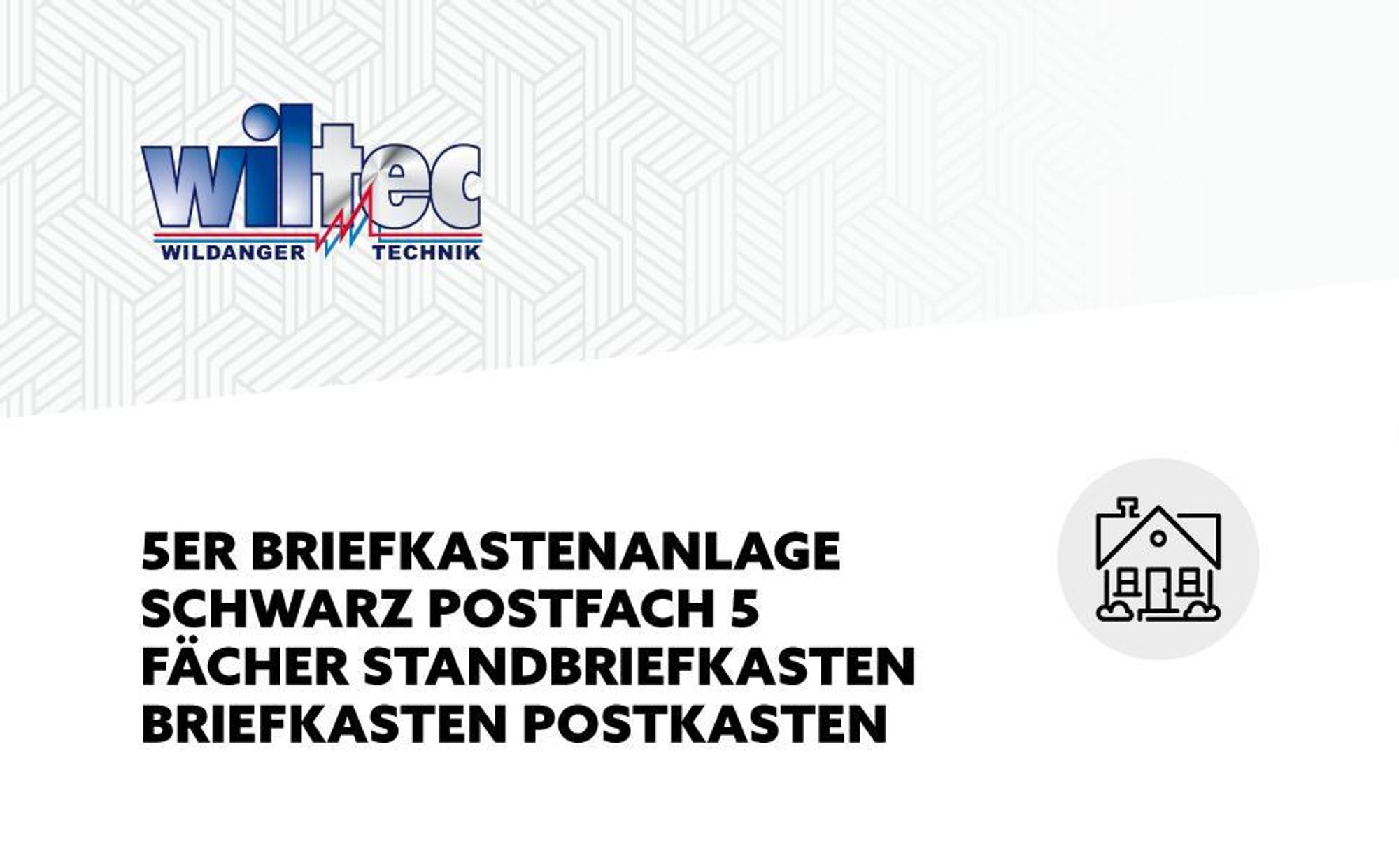 Wiltec 5er Briefkastenanlage schwarz 556 x 270 x 1500 mm, Standbriefkasten mit 5 Fächern, Schlüssel und Namensschild, Briefkasten Postkasten mit Ständer