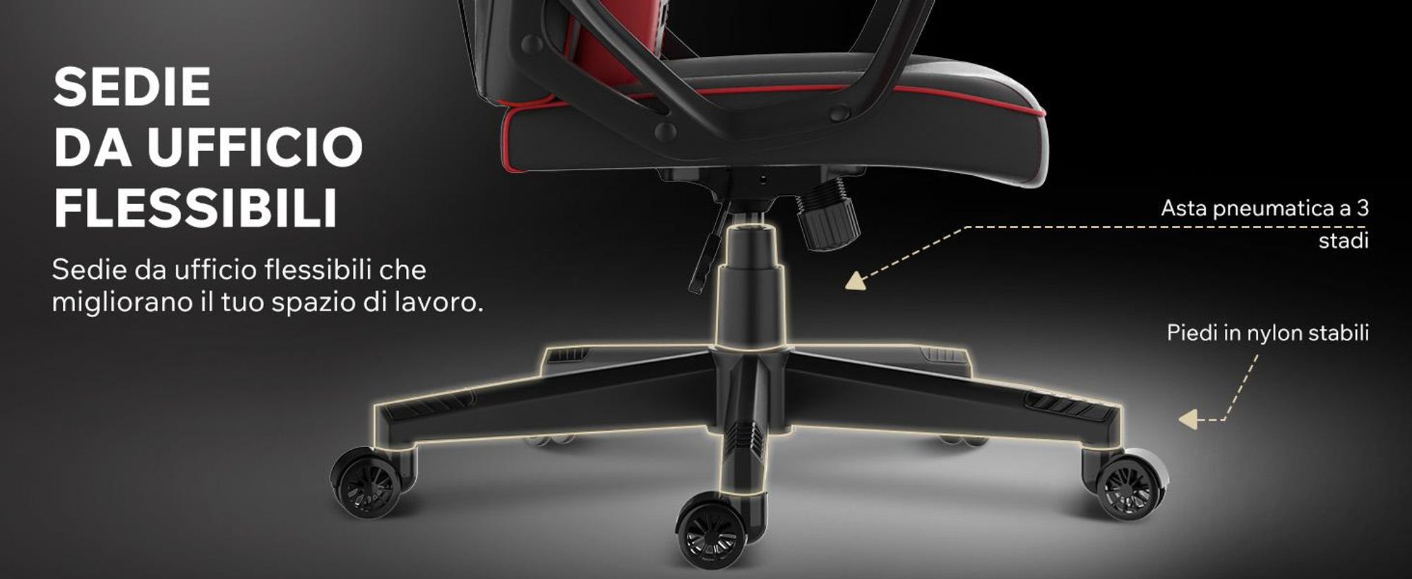 SENSE7 Knight Sedia da gioco in Pelle finta nera e rossa - Sedia da ufficio ergonomica Sedia da scrivania per PC Sedia da gaming Funzione oscillante Gamer 120 kg
