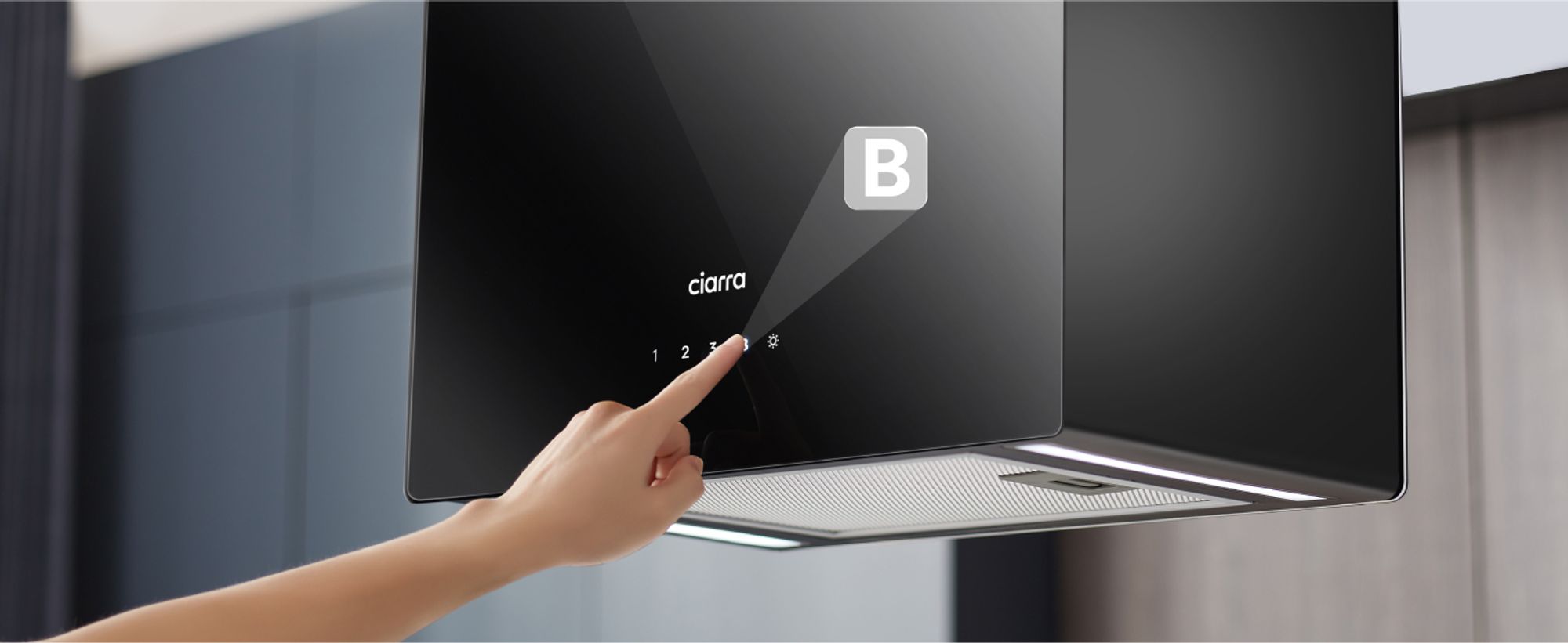 CIARRA  700 m³/h Inselhaube Freihängend Dunstabzugshaube WiFi App Touch Bedienung VM4850B