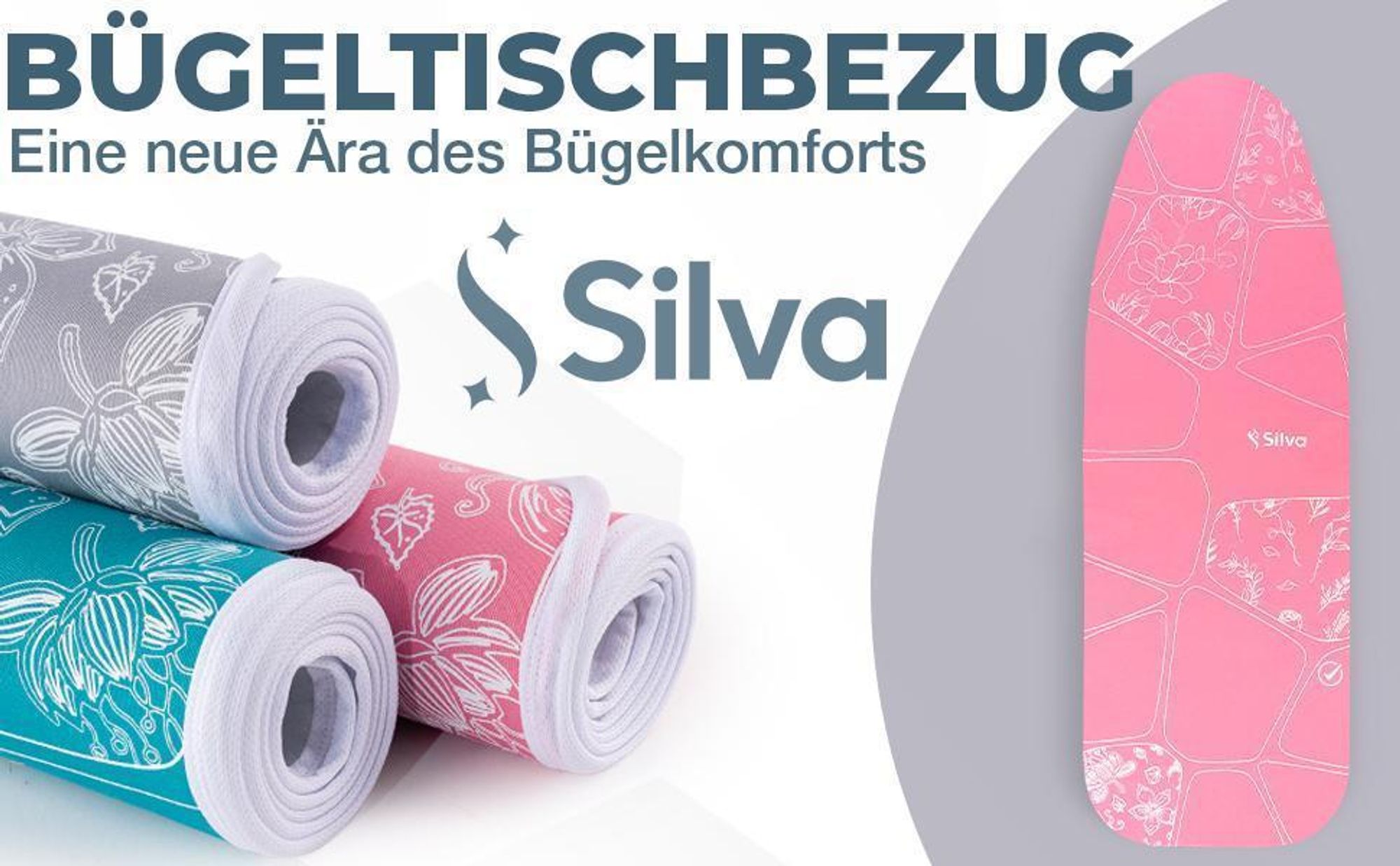 Silva Bügelbrettbezug für Dampfbügelstation | 100% aus Baumwolle und 5 mm Filzstärke | Bügeltischbezug für schnelles und leichtes Bügeln | M , Rosa