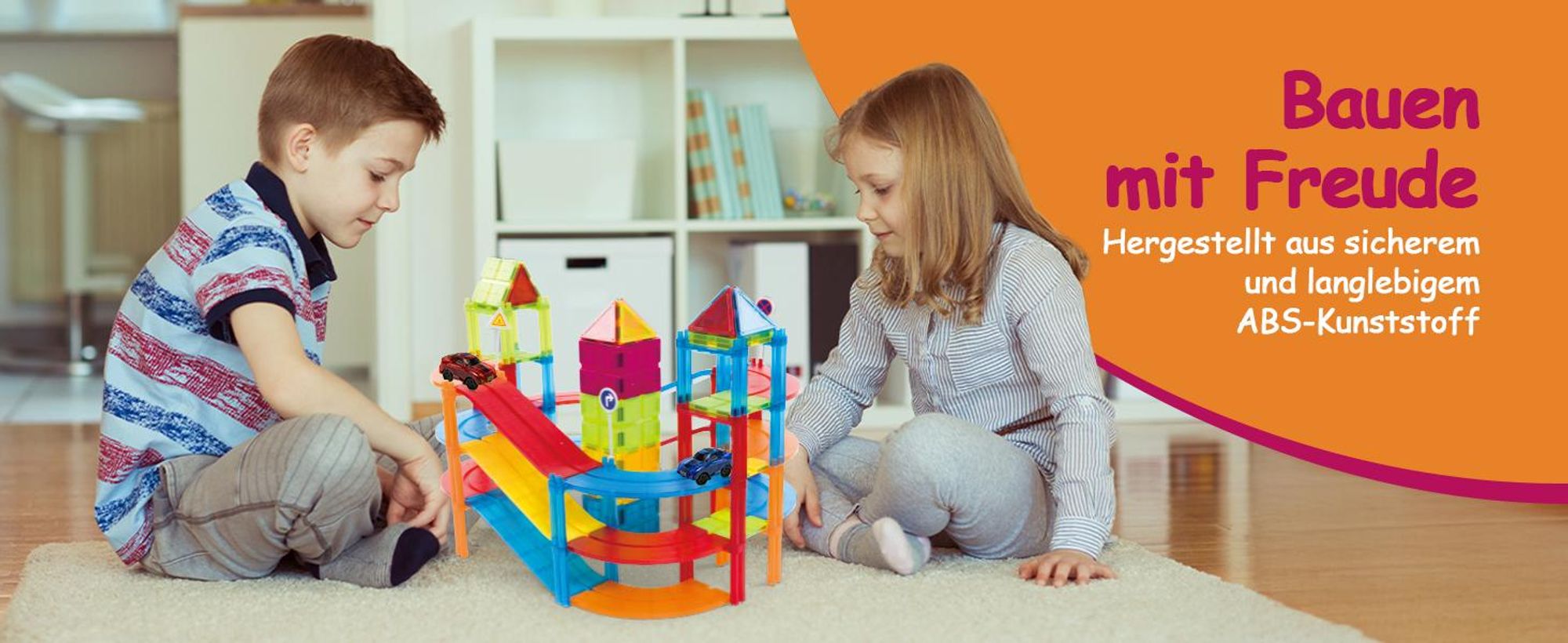 Olvy Magnetische Bausteine Montessori Spielzeug – 126 Magnet-Tiles für Kinder ab 3 Jahren – Konstruktionsspielzeug, Magnetset, Lernspielzeug.