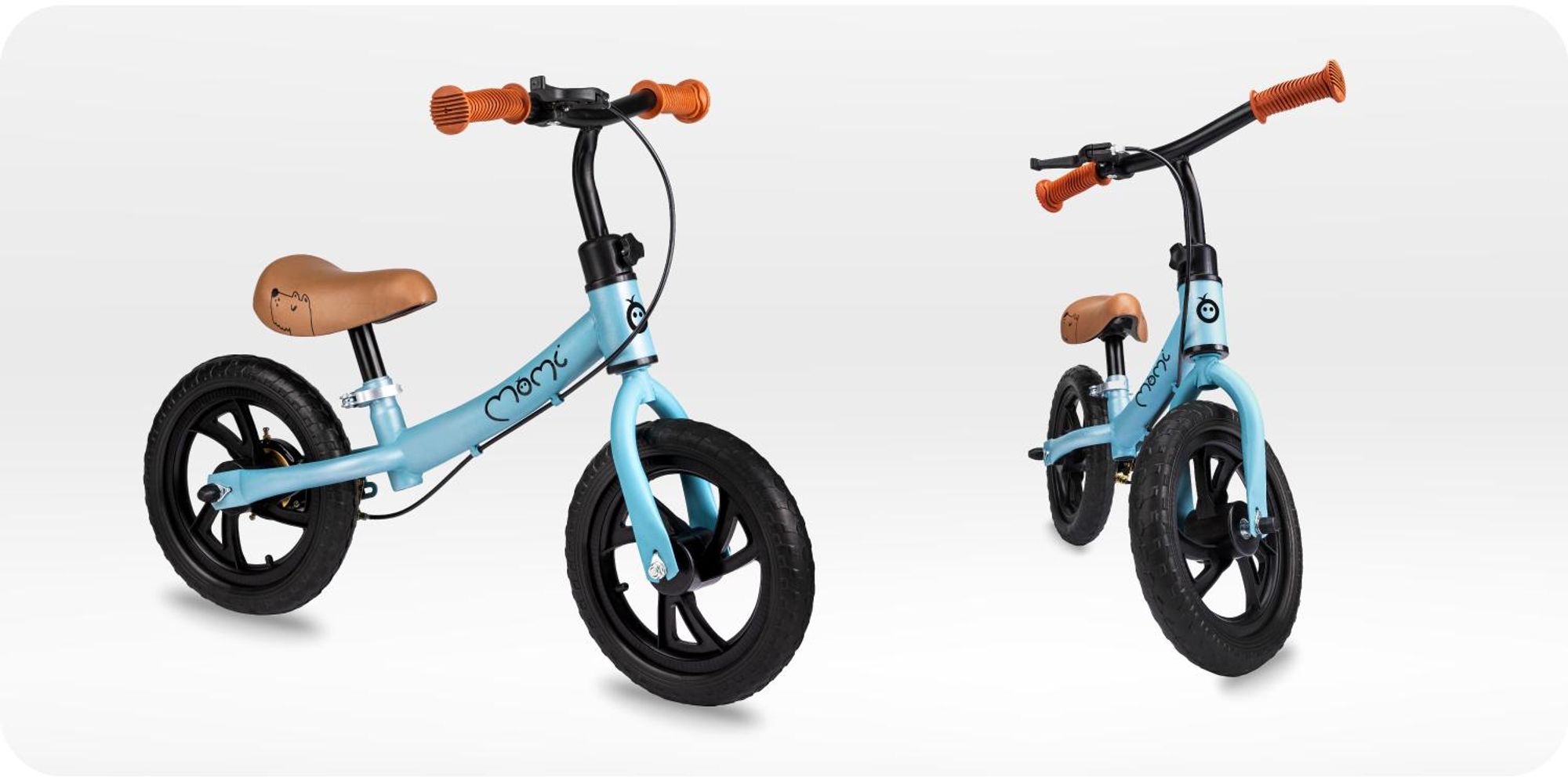 MoMi BREKI – 12 Zoll Kinder Laufrad mit Handbremse & EVA-Reifen, höhenverstellbar ohne Werkzeug, fördert Gleichgewicht & Motorik – Blau