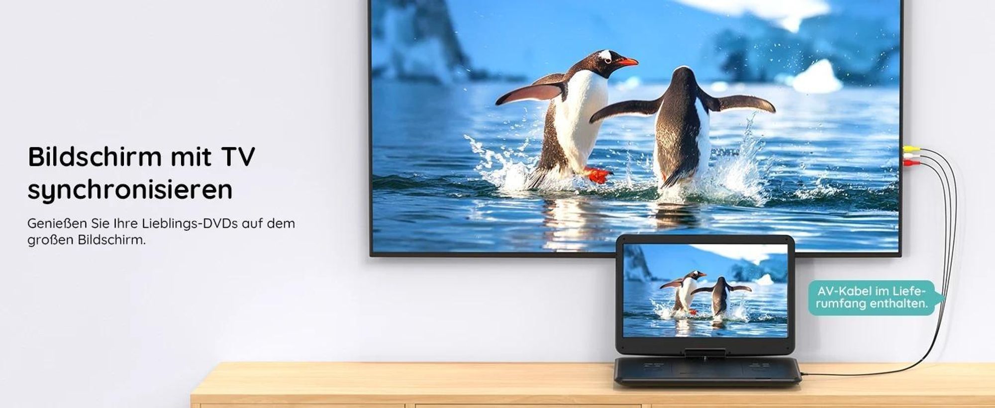 Boifun tragbarer DVD-Player mit ATSC-TV und FM-Radio 15,6-Zoll-HD-Schwenkbildschirm integriertem Akku HDMI-Eingang für TV-Stick USB-/TF-Karten