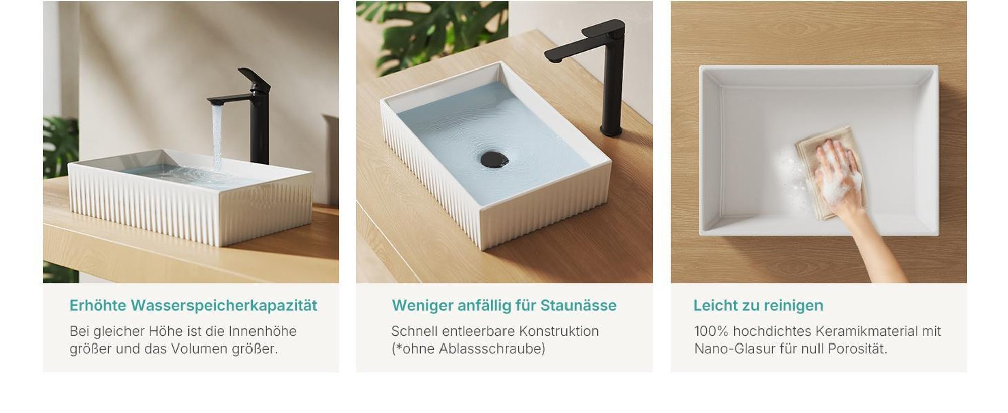 EMKE Aufsatzwaschbecken Keramik Rechteckig 450x320mm Weiß Glänzend Elegantes Design Waschbecken für moderne Badezimmer & Gäste-WC