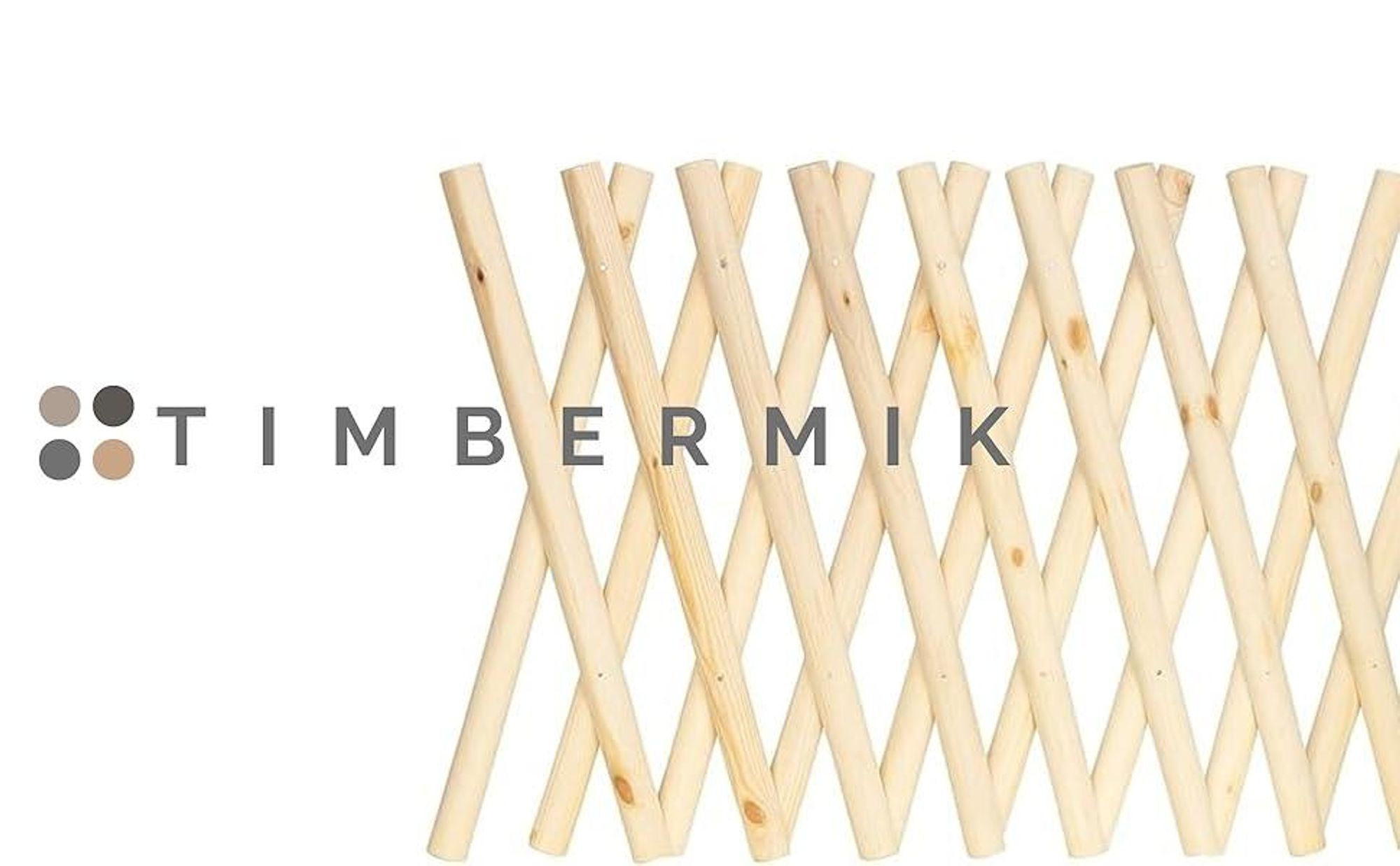 TIMBERMIK Jägerzaun 160–250 cm aus Kiefernholz – 101 cm hoch, ausziehbar, naturbelassen, Spalier Rankgitter, Wildzaun, Holzgitter für Garten Deko