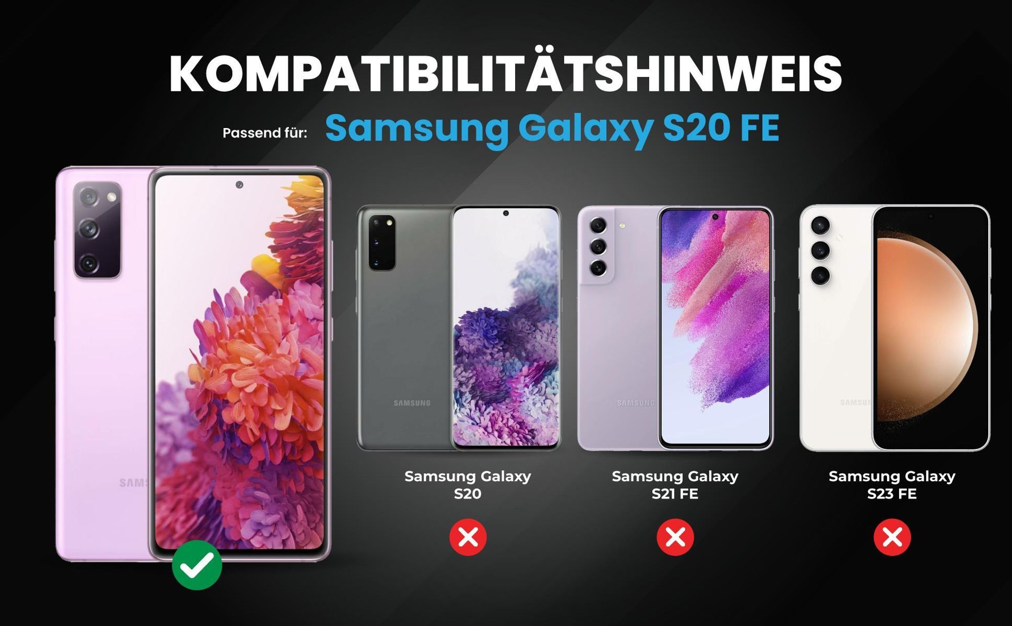 Kompatibilitätshinweise Hülle für Samsung Galaxy S20 FE