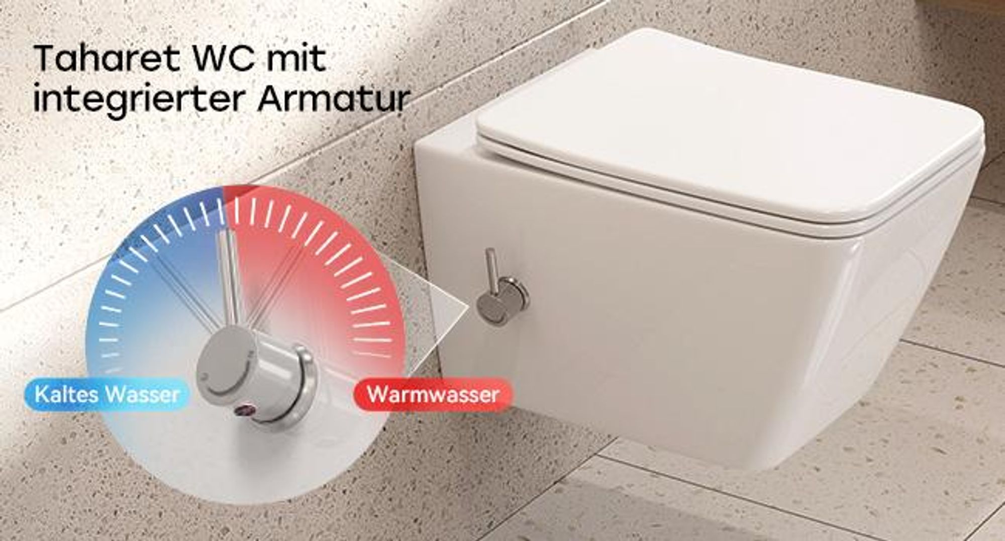 HOROW Dusch WC mit Integrierter Düse, Spülrandlos Hänge WC mit Bidet Funktion, Taharet WC mit Absenkautomatik WC Sitz, Kalt-Warm Wasser