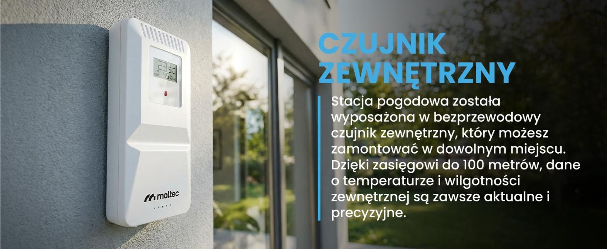 Stacja pogodowa MalTec z czujnikiem zewnętrznym Termometr Barometr z aplikacją