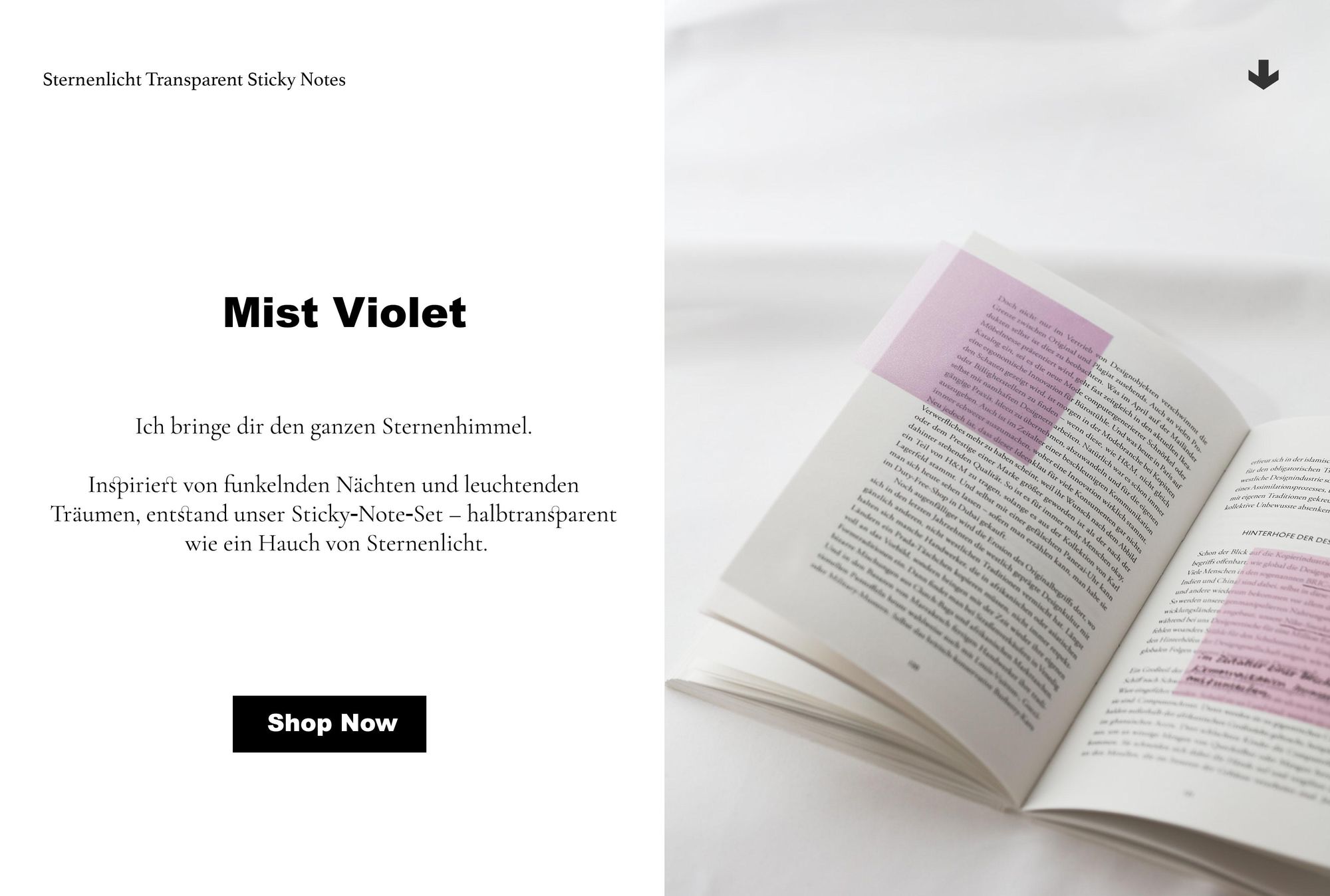 Ordinate Mist Violet Durchsichtige Transparent Sticky Notes Pastell | Bunte Haftnotizen | 75mm Farbige Notizblöcke | Notizzettel Büroartikel