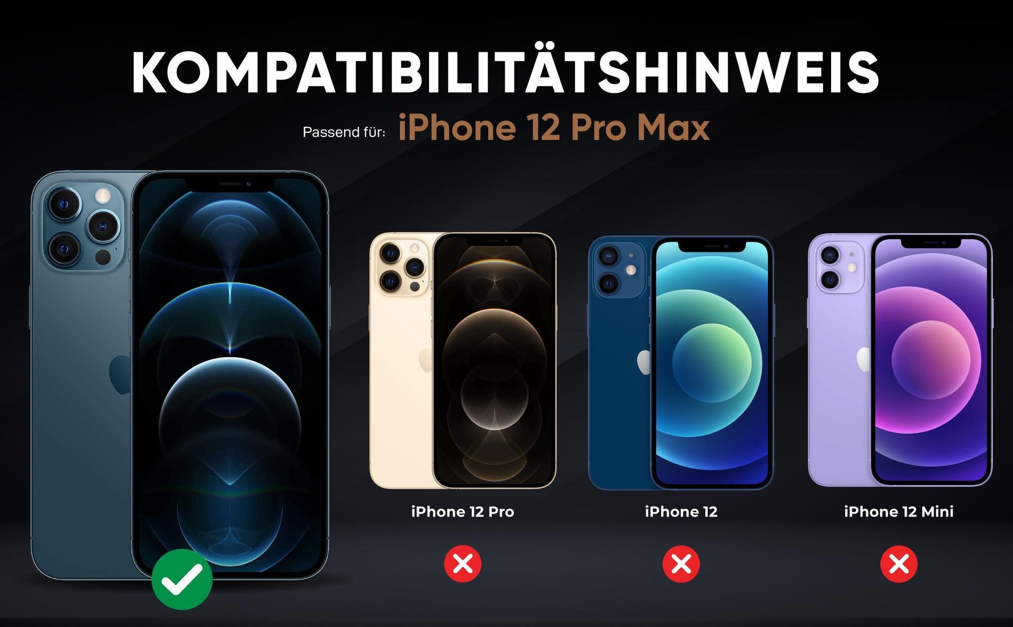 Kompatibilitätshinweise Hülle für Apple iPhone 12 Pro Max