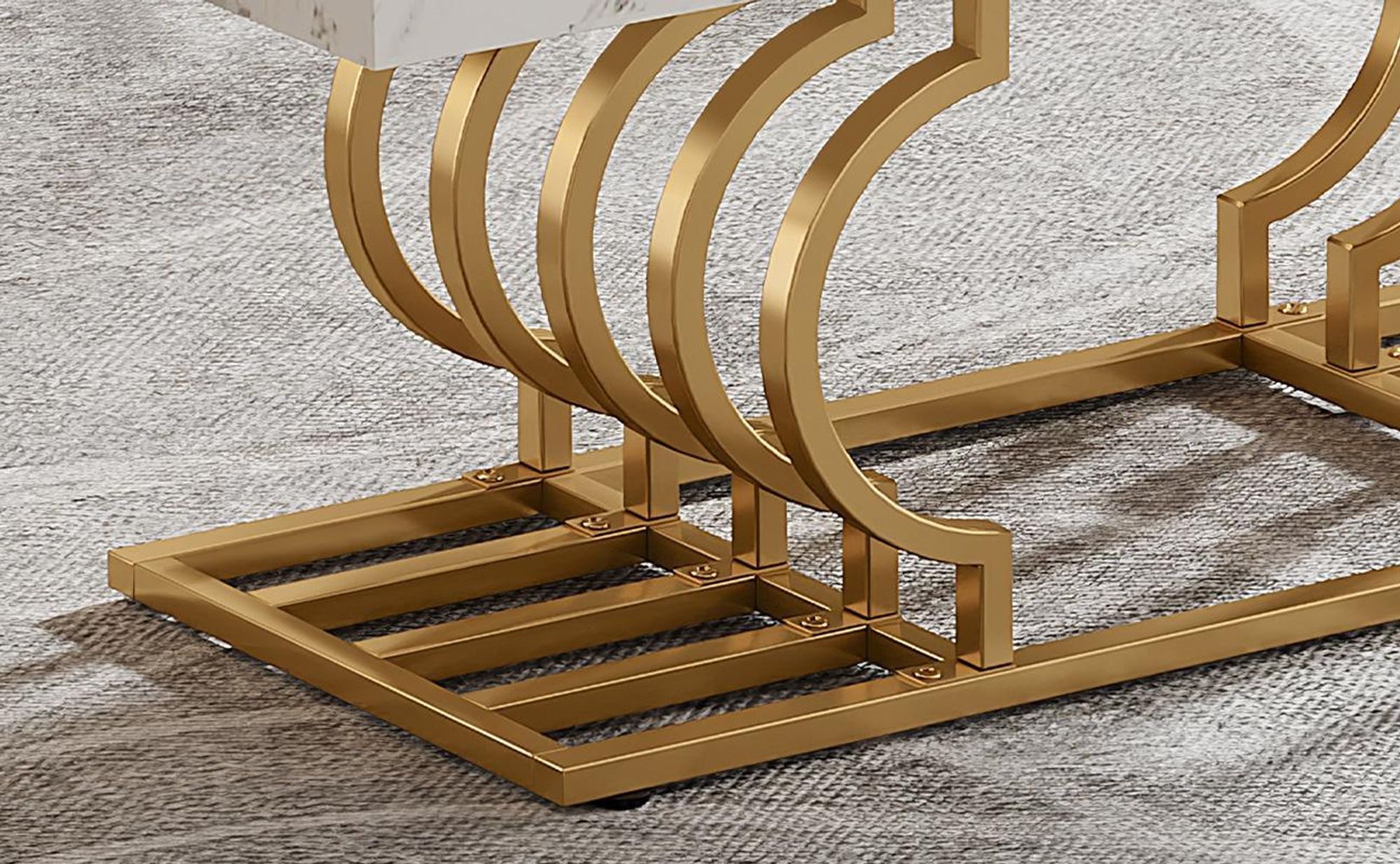 Tribesigns Moderner Couchtisch, Faux Marmor Cocktailtisch mit Geometrischem Gestell,Rechteckiger Mitteltisch Teetisch Akzentmöbel Tisch,Weiß/Gold