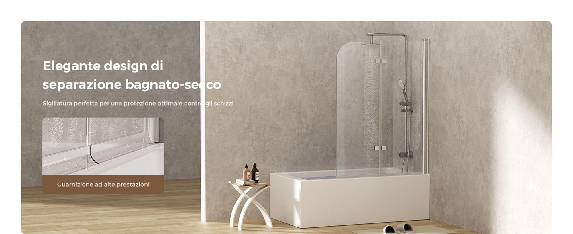 S'AFIELINA Cabine doccia pieghevole 2 pezzi per vasca 100x140 cm, vetro di sicurezza ESG 6 mm con rivestimento NANO Easy-Clean