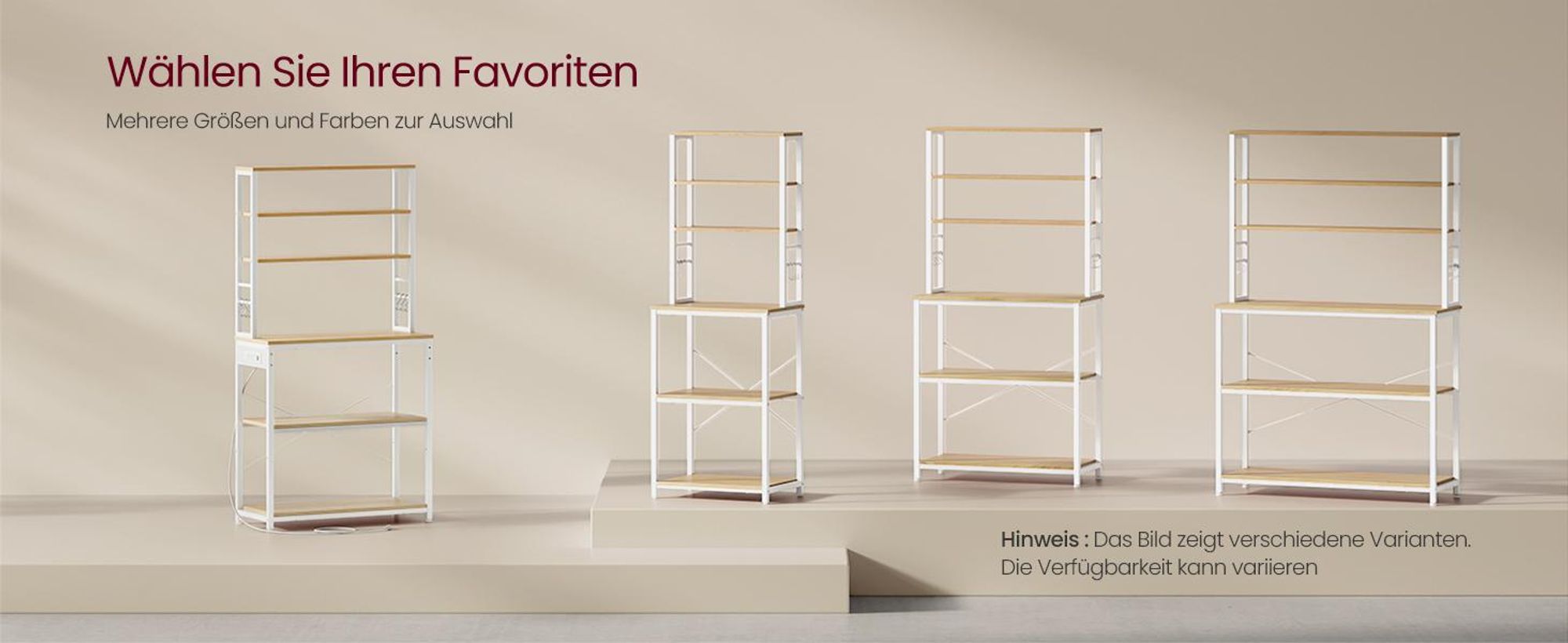 VASAGLE Küchenregal, Standregal, 40 x 80 x 167 cm, eichenfarben-weiß