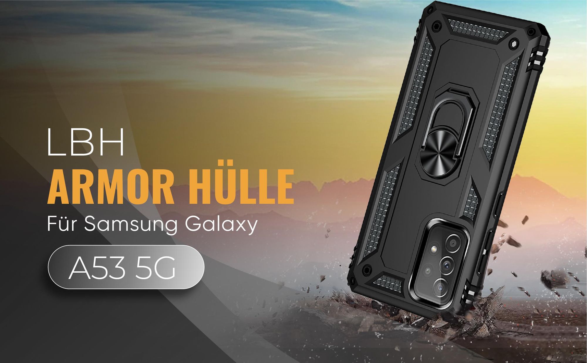 Schwarze Outdoorhülle für Samsung Galaxy A53 5G