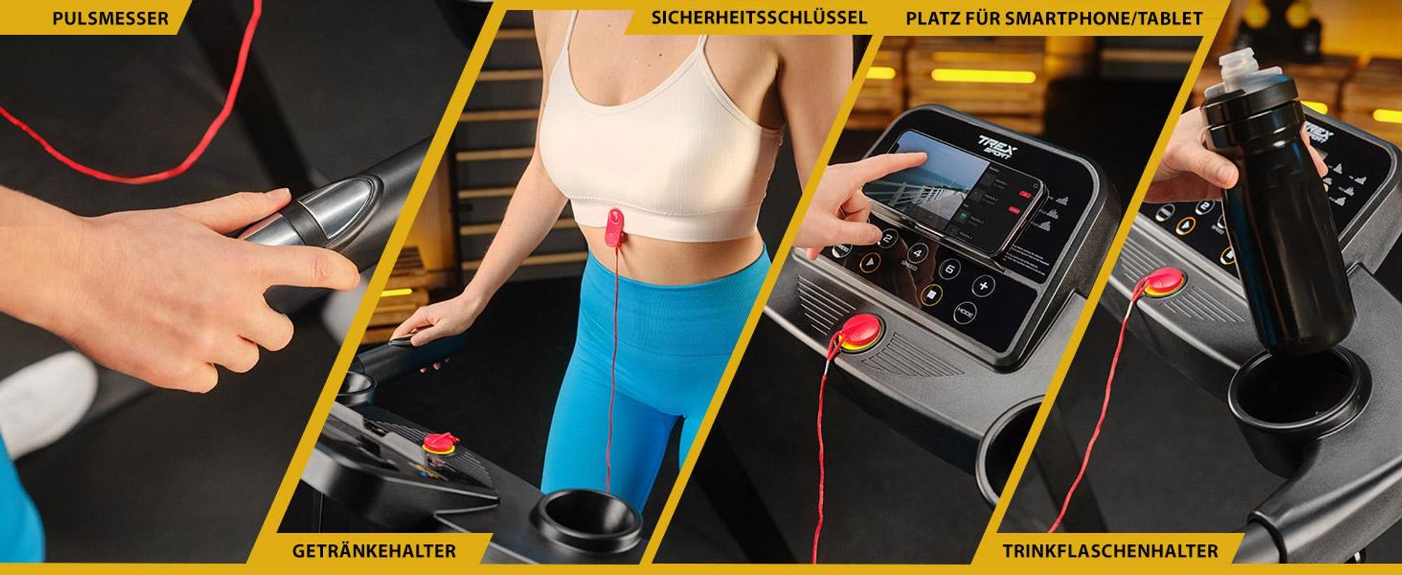 TREX SPORT Laufband für zuhause klappbar elektrisch TX-500TM PULSO | Treadmill mit LCD-Display, Bluetooth, bis 12 km/h, 12 Programme mit Pulssensoren
