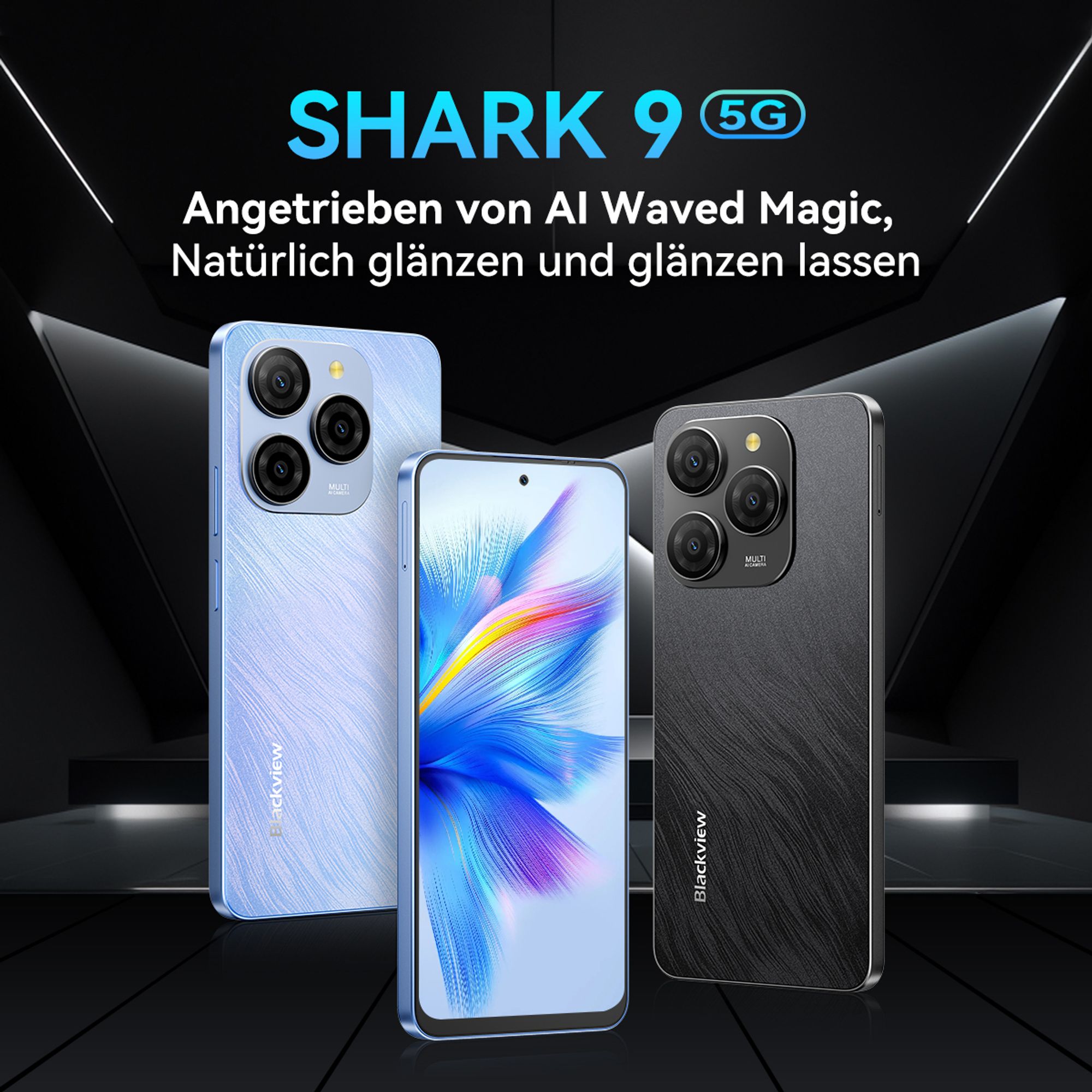 Blackview Shark 9 Handy 5G 24GB(8+16GB)+256GB/2TBTF,Octa Core,Super PD 50MP AI Fotoalbum, Smartphone ohne vertrag, 6.67“, 5000mAh, Dual SIM, 4K Video