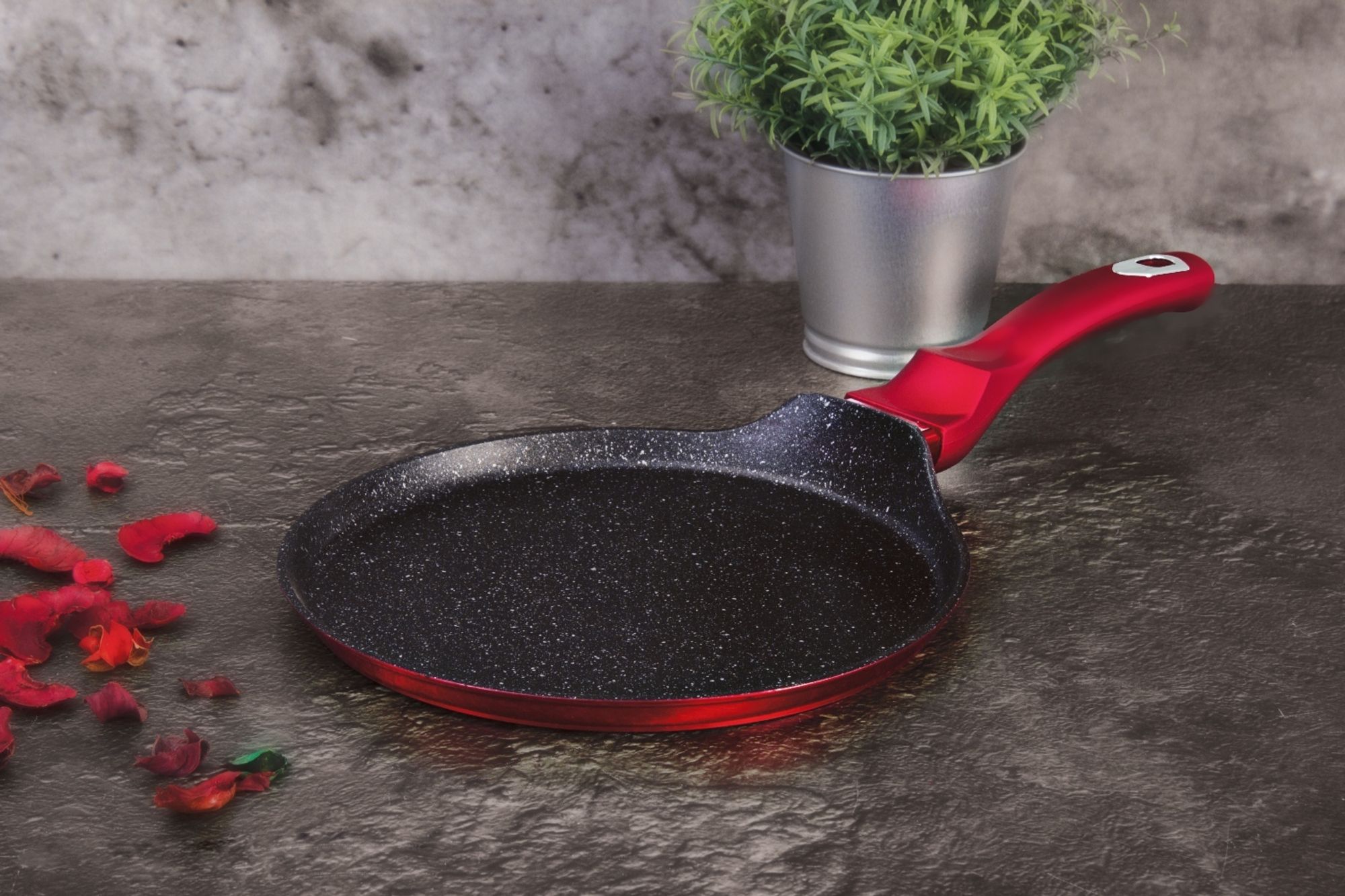BERLINGERHAUS Pfannkuchenpfanne mit Marmoroberfläche 28 cm Burgunder Metallic Line BH-6179