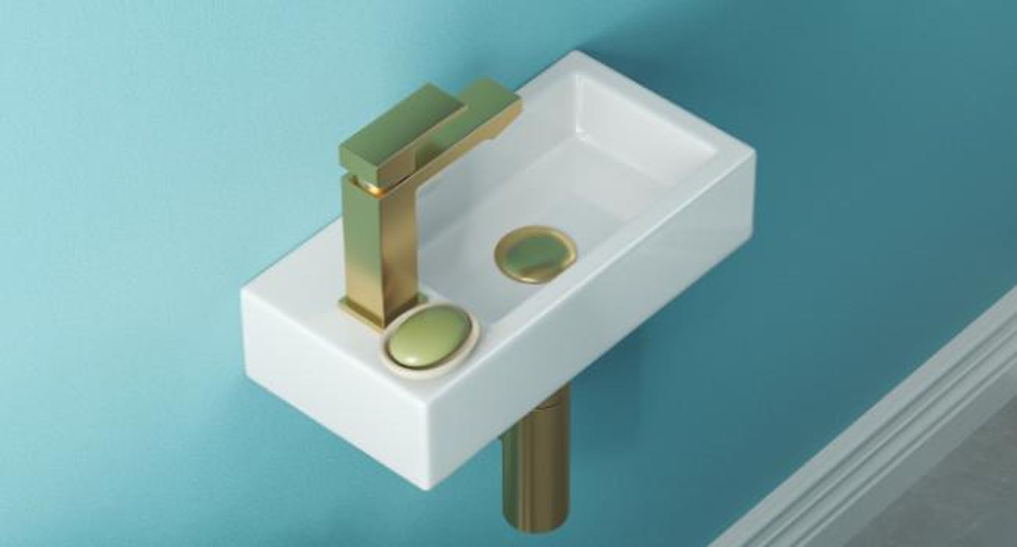HOROW Kleine Waschbecken Handwaschbecken Waschtisch Rechte Hahnloch 37x18.5 cm Mini Hängewaschbecken