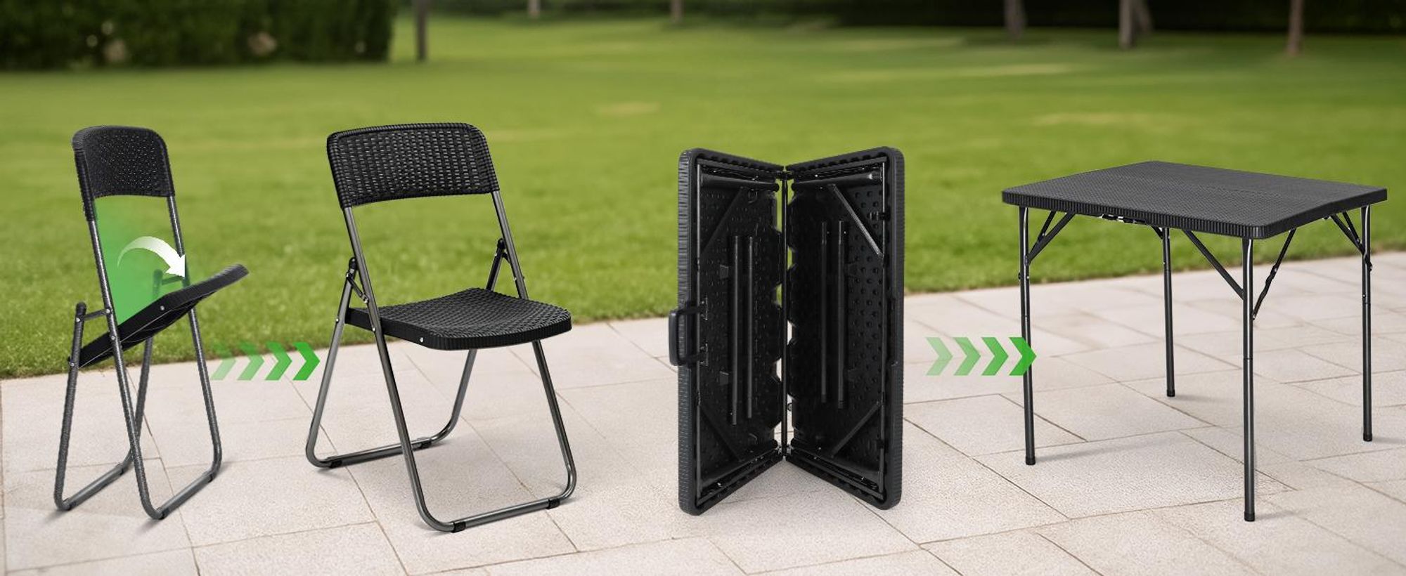 Sekey Klappbar Garten Sitzgruppe Bistro Gartentisch Set 4 Stühle mit Tisch, 80cm