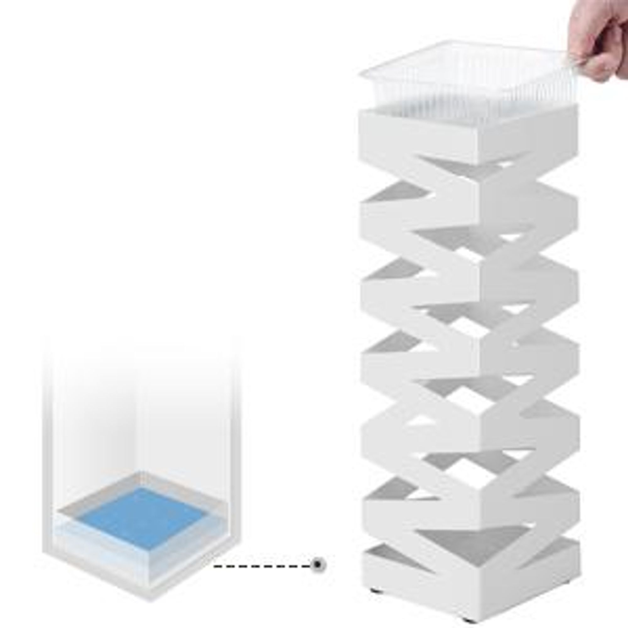 SONGMICS Ø 15,5 x 49 cm Metall Schirmständer 2 Haken Regenschirm Wasserauffangschale weiß werden verschenkt LUC16W