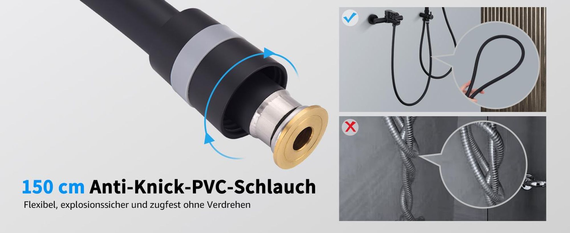 Homelody Badewannenarmatur mit Handbrause, Mischbatterie Badewanne Wandmontage, 2 Ausgänge Einhebelmischer Duscharmatur mit Wanneneinlauf, Schwarz